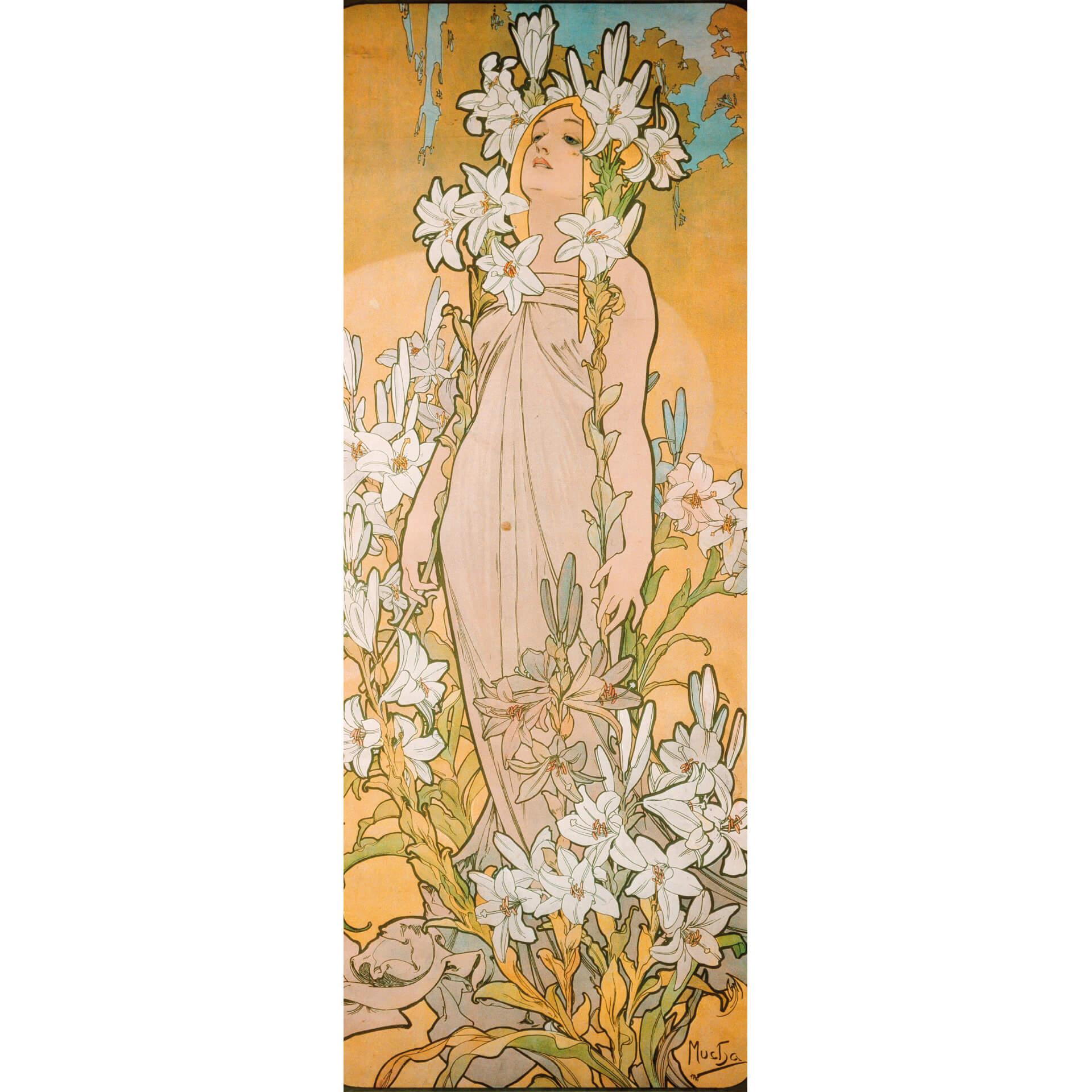 Fotobehang Mucha – Lelie