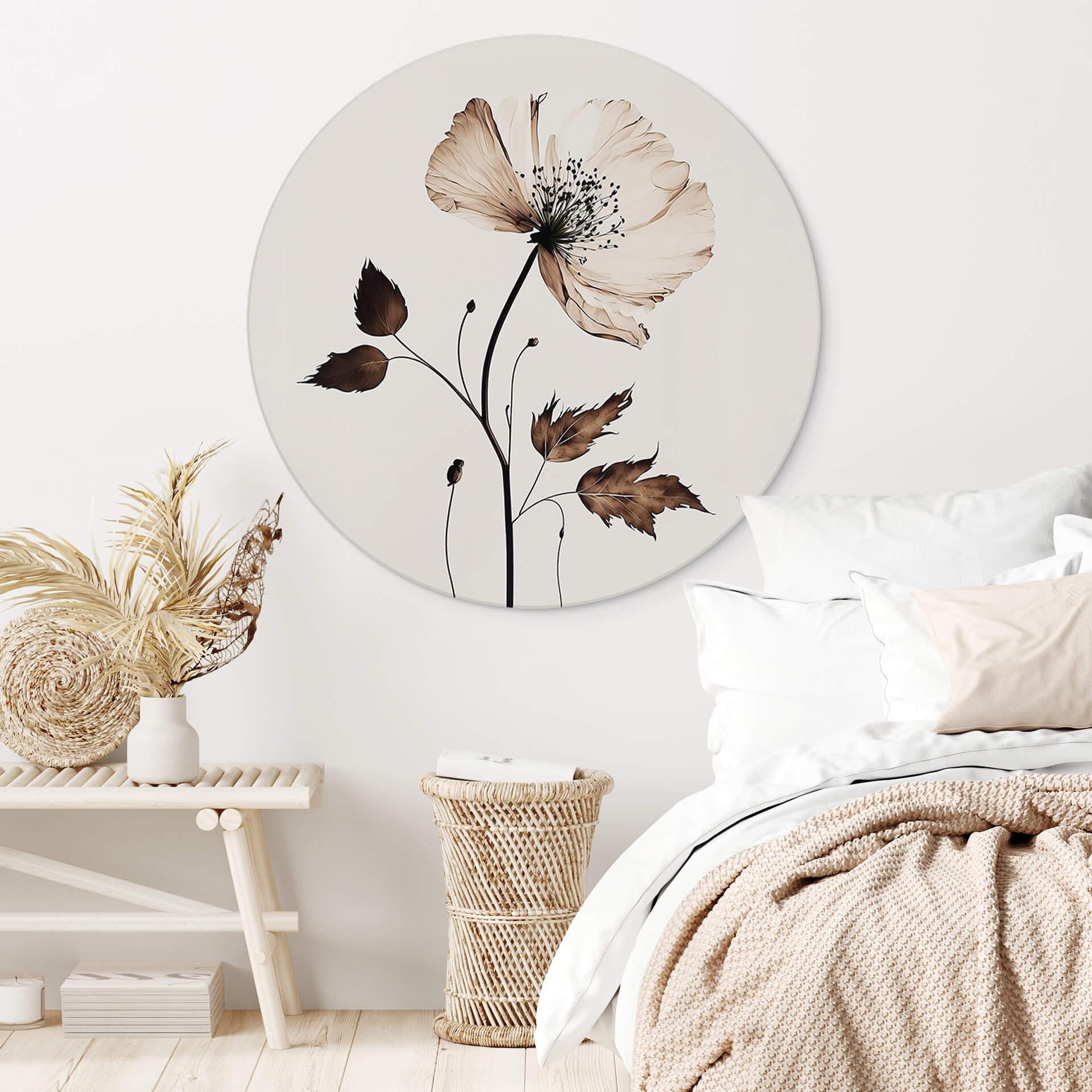 Vægcirkel Dried Flowers in Cream - Treechild – print på aluminium (Alu-Dibond)