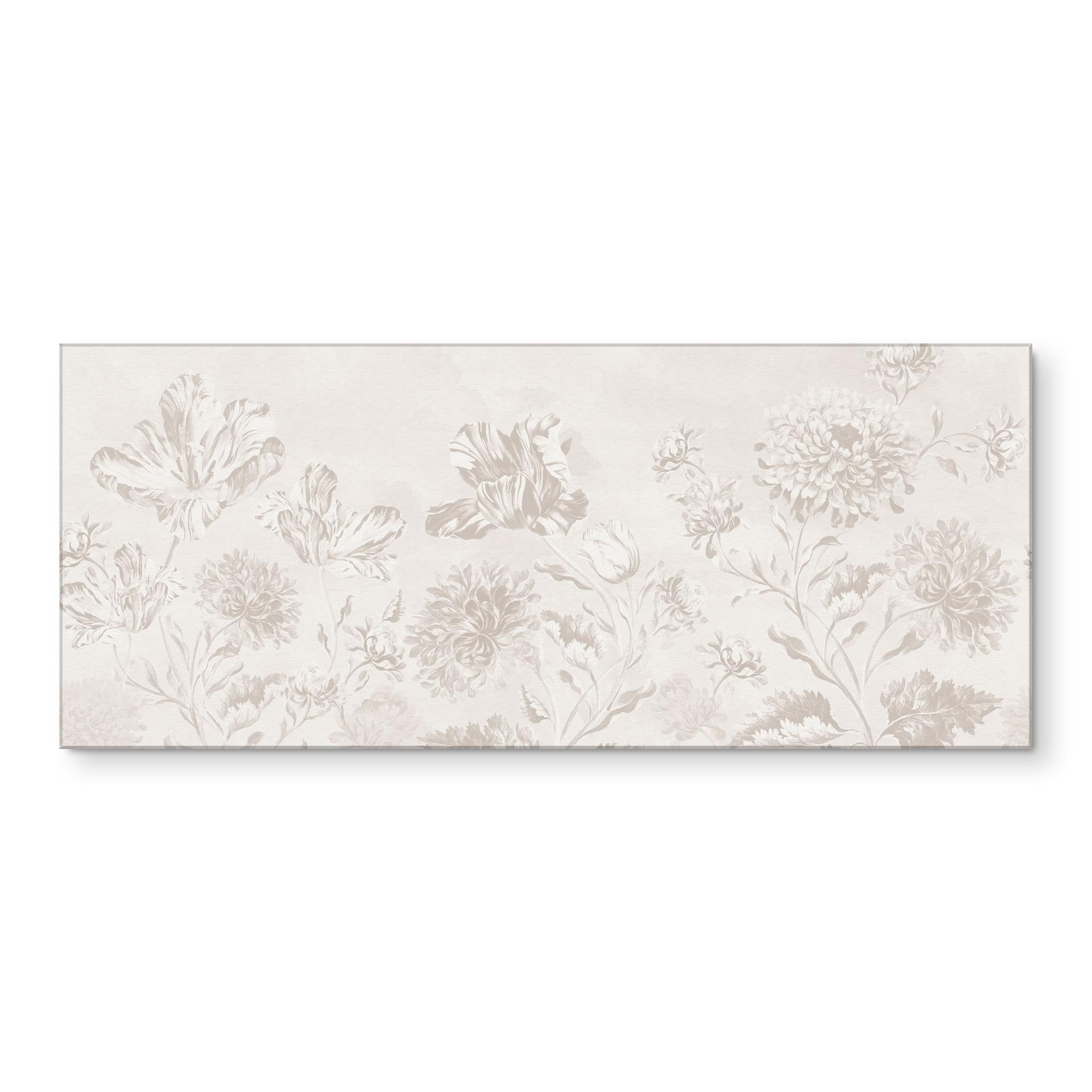 Stænkplade til køkken med vilde blomster i kridtlook Greige - Bloomery Decor