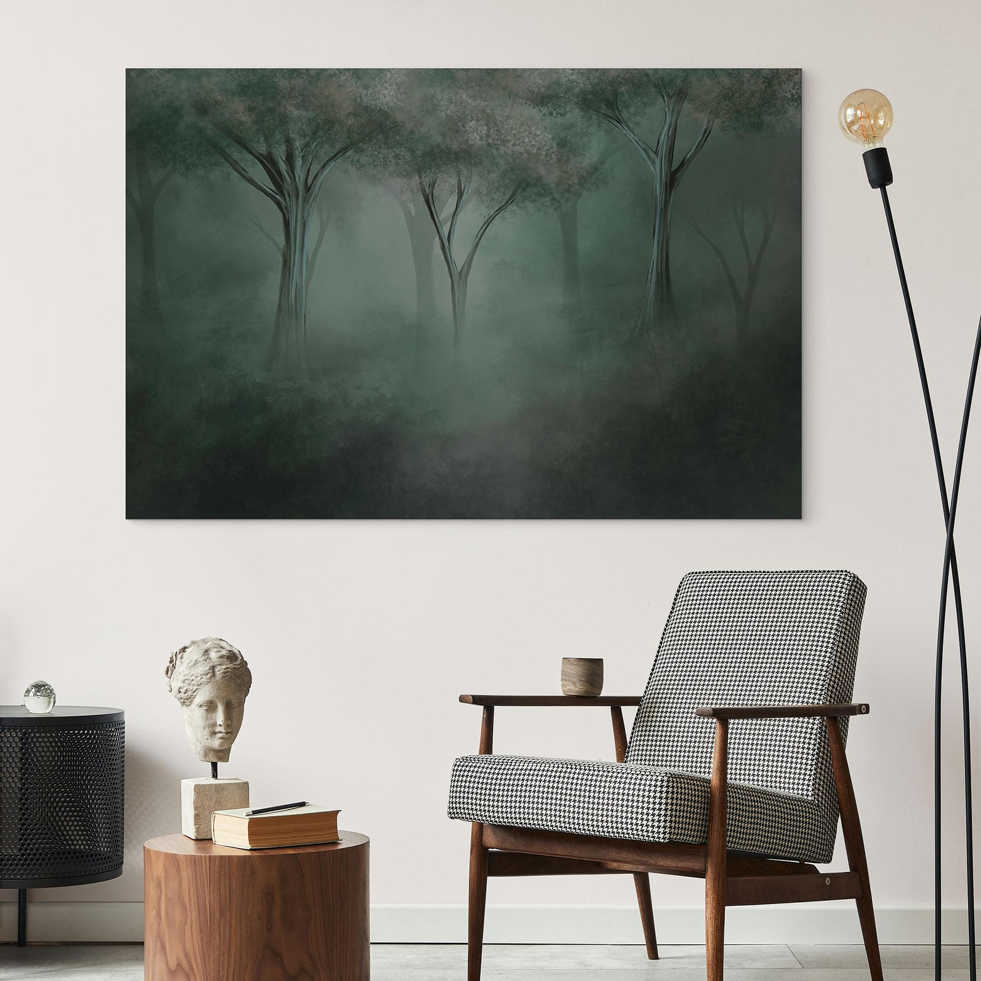 Wandbild Waldmagie im Morgennebel Grün - Ms Tiff - Alu-Dibond