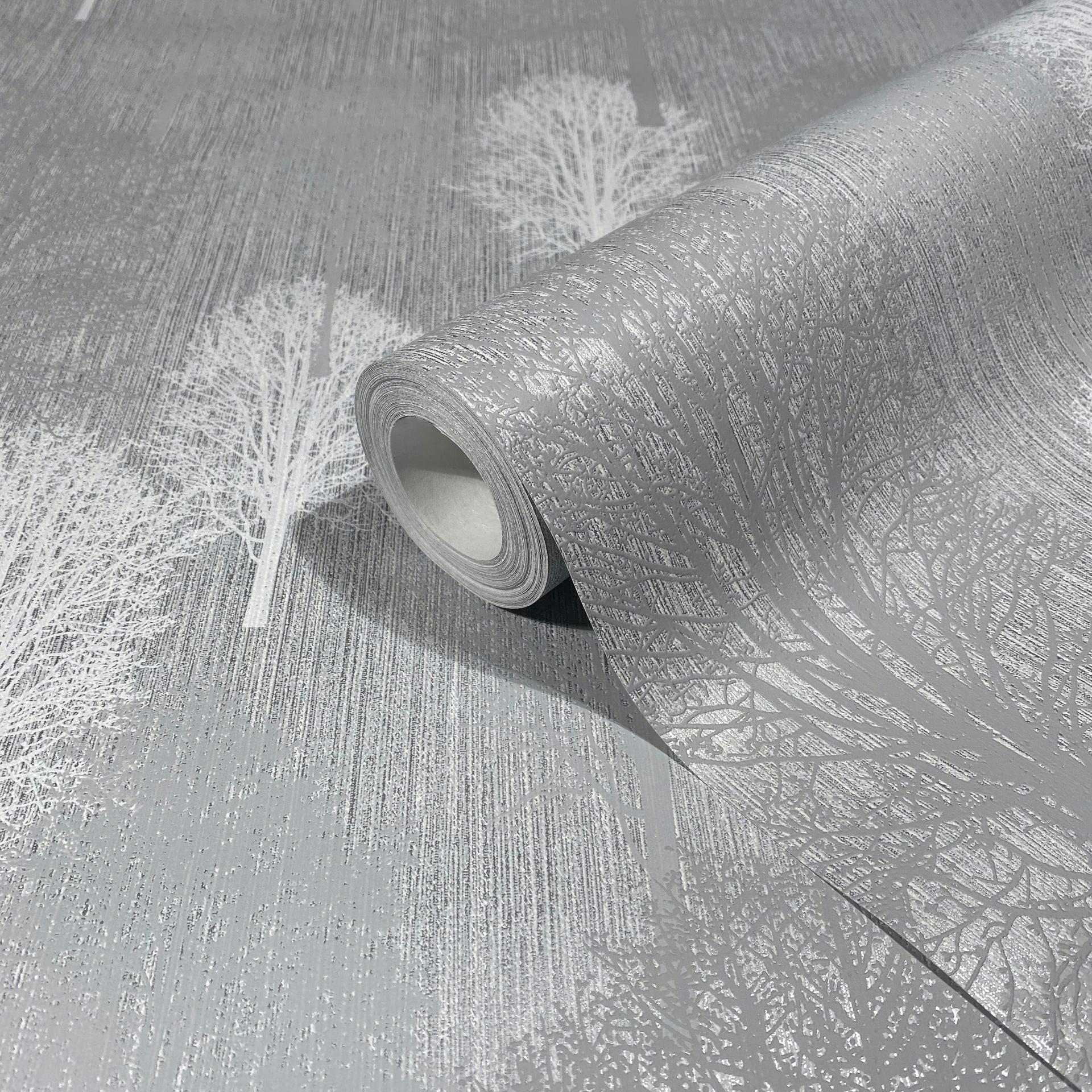 Vliestapete Illustration Modern, Natur in Silber