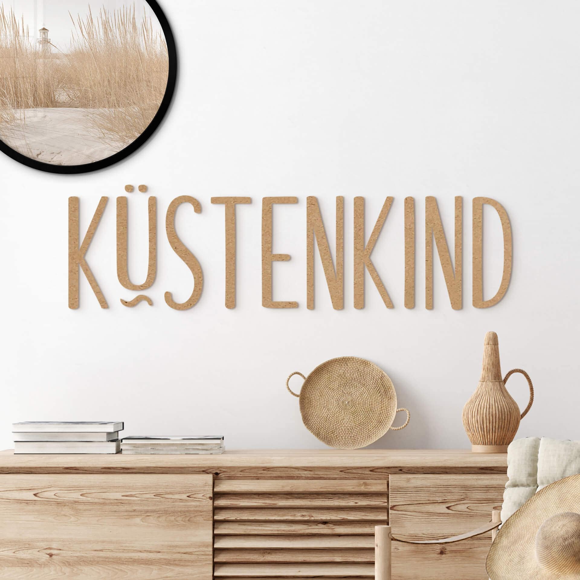 MDF-Dekobuchstaben 3D Schriftzug Küstenkind - Natur
