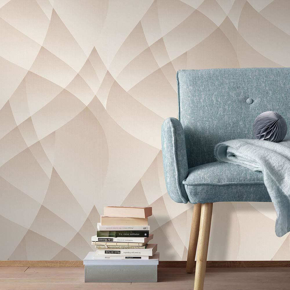 3D-tapet, geometrisk tapet Fashion for Walls 4 af Guido Maria Kretschmer beige