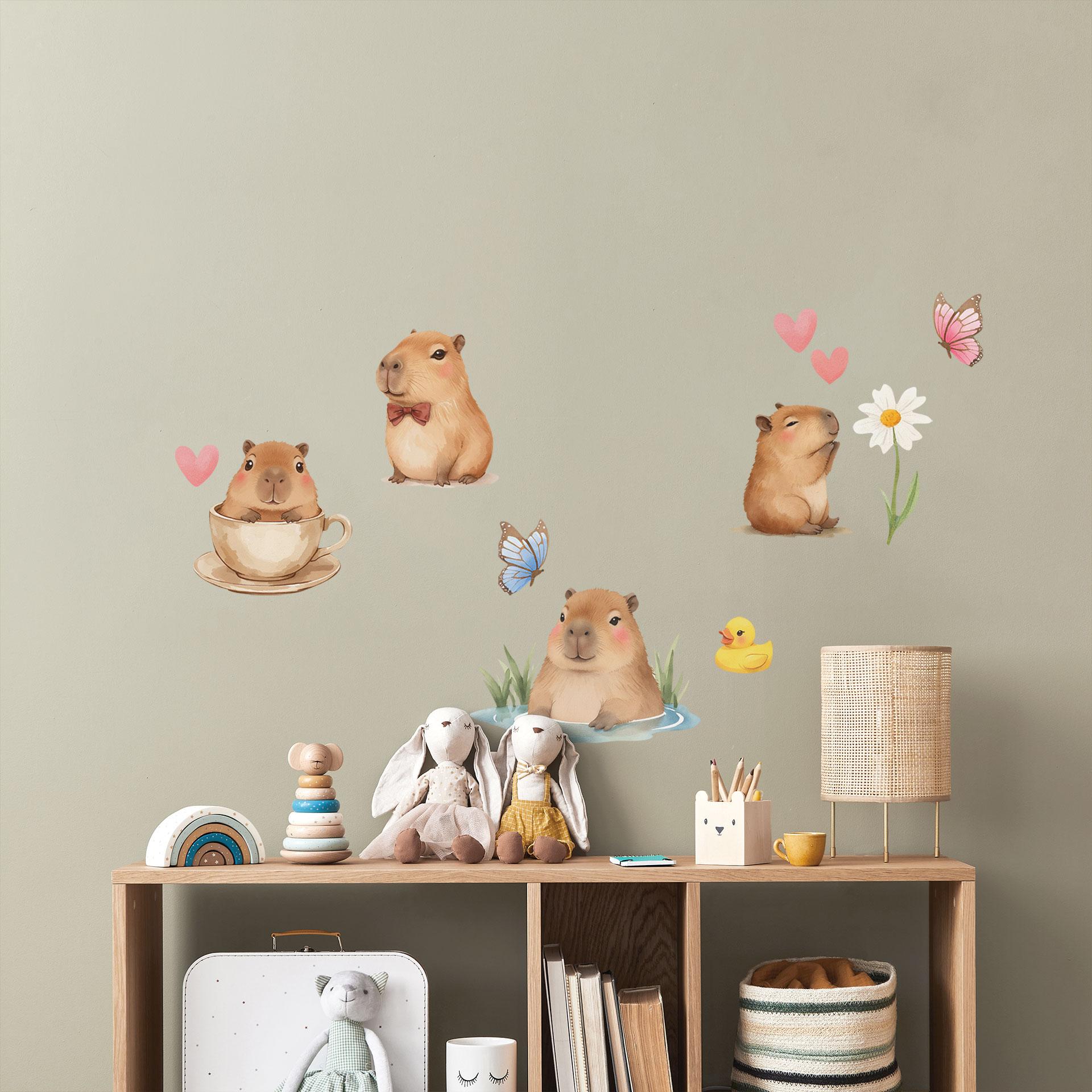Søde kapivarer i foråret Wallsticker