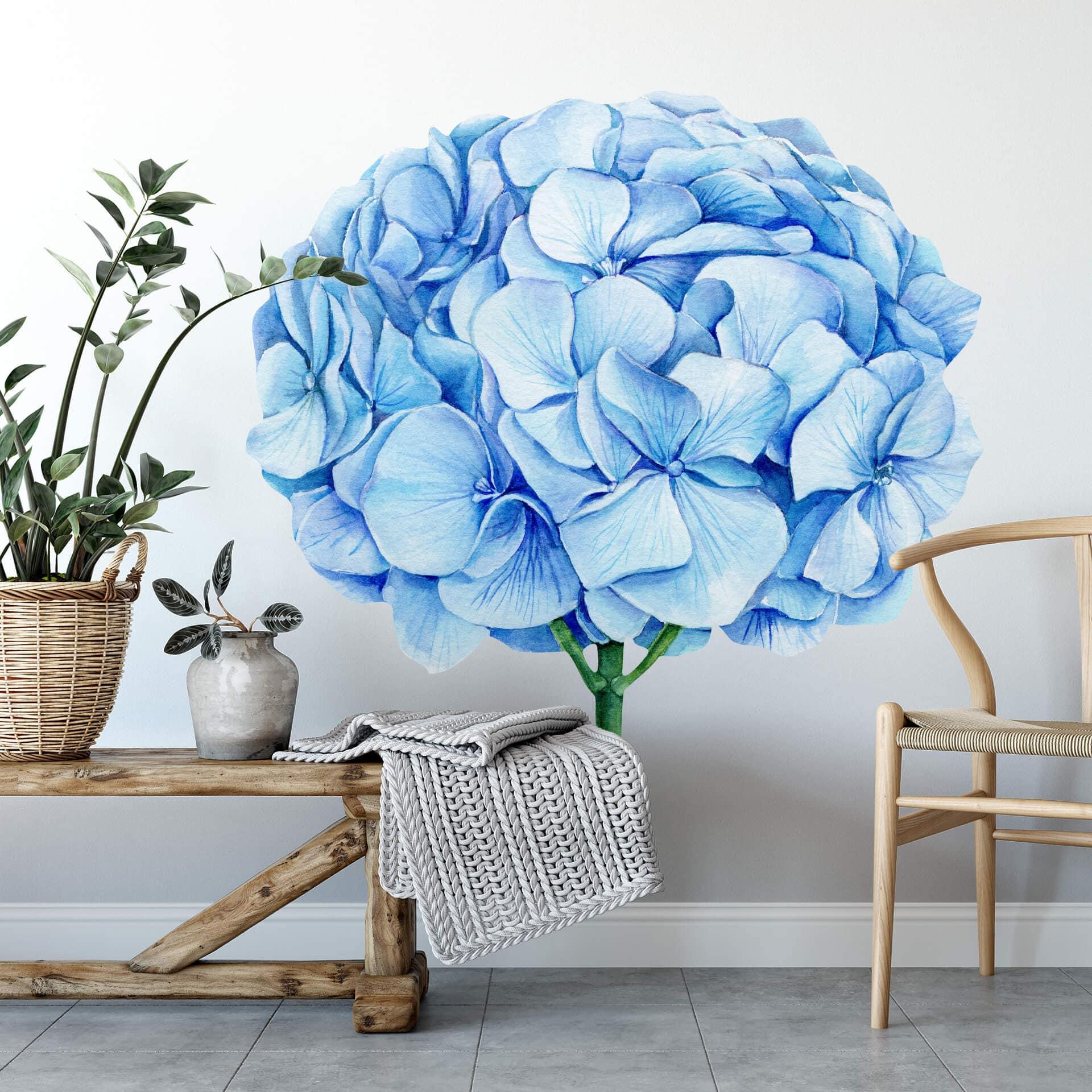 Muursticker XXL Blauwe Hortensia
