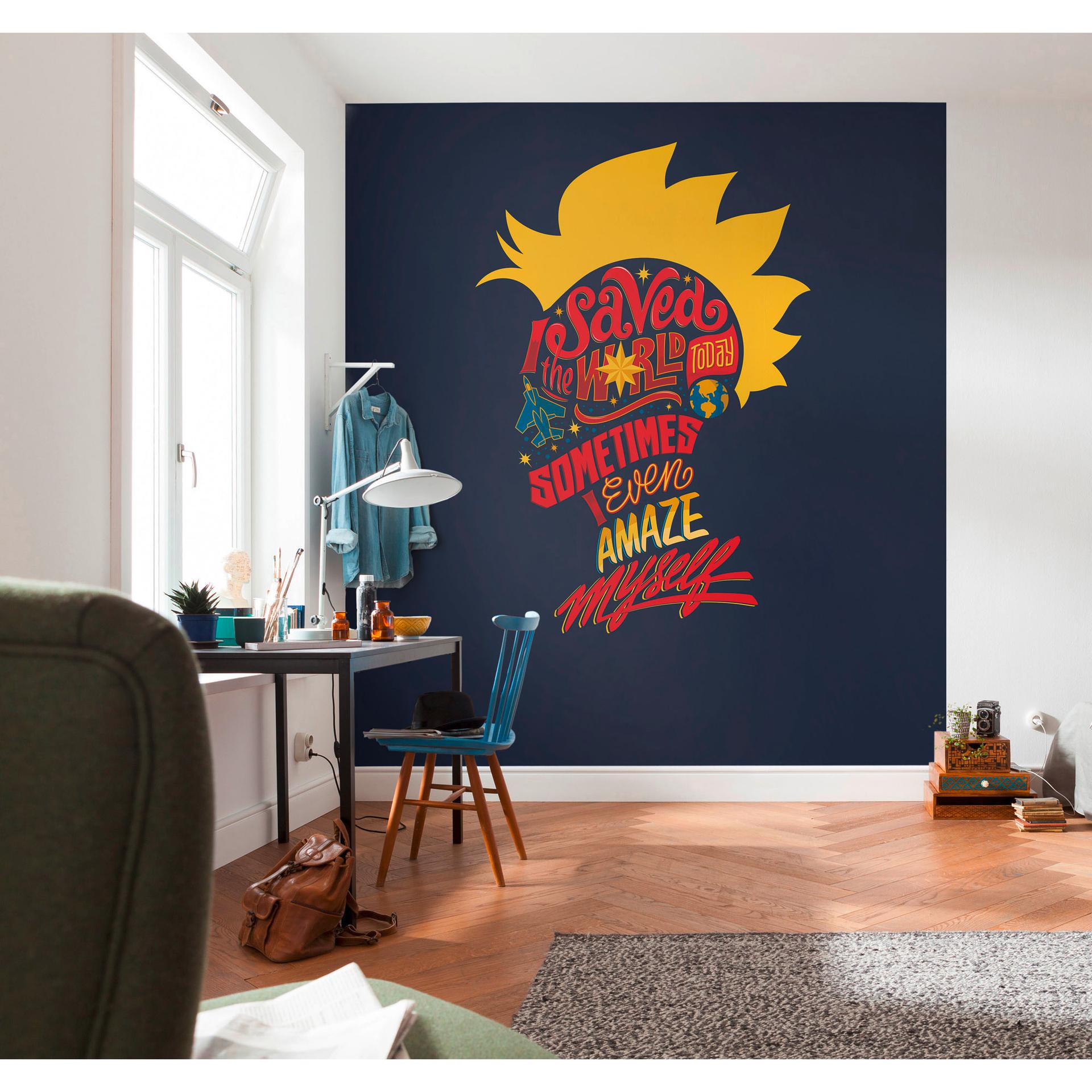 behang - Captain Marvel redt de wereld - 250 x 280 cm