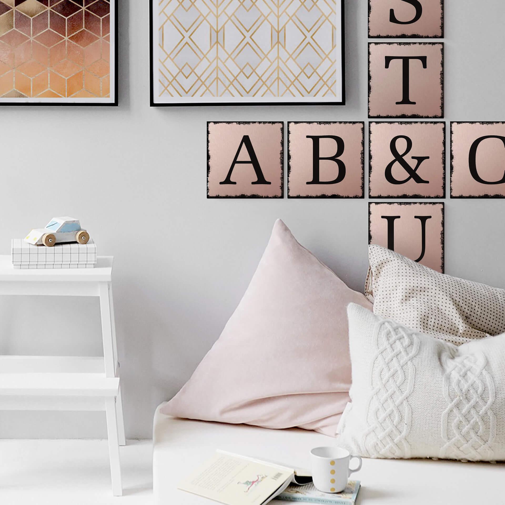 Alu-Dibond kobbereffekt - Bogstavsten - Shabby – print på aluminium (Alu-Dibond)