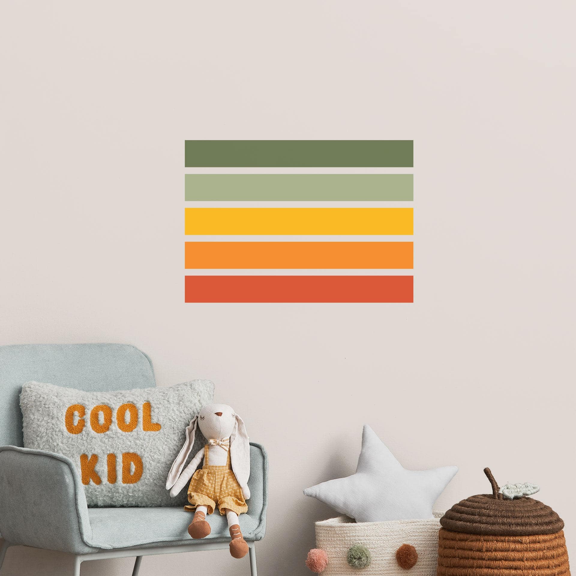 Wallsticker retro striber | regnbuefarver