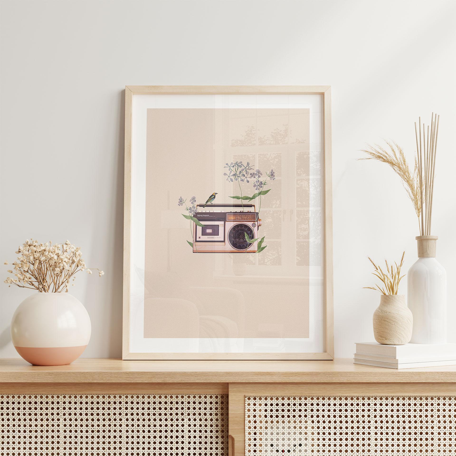 Póster Retro Radio floral - Frida Floral Studio