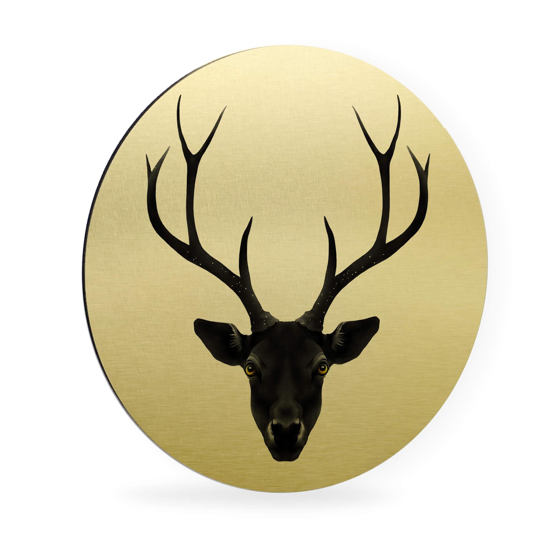 Wandcirkel Alu-Dibond - Ireland - Black Deer - goud effect