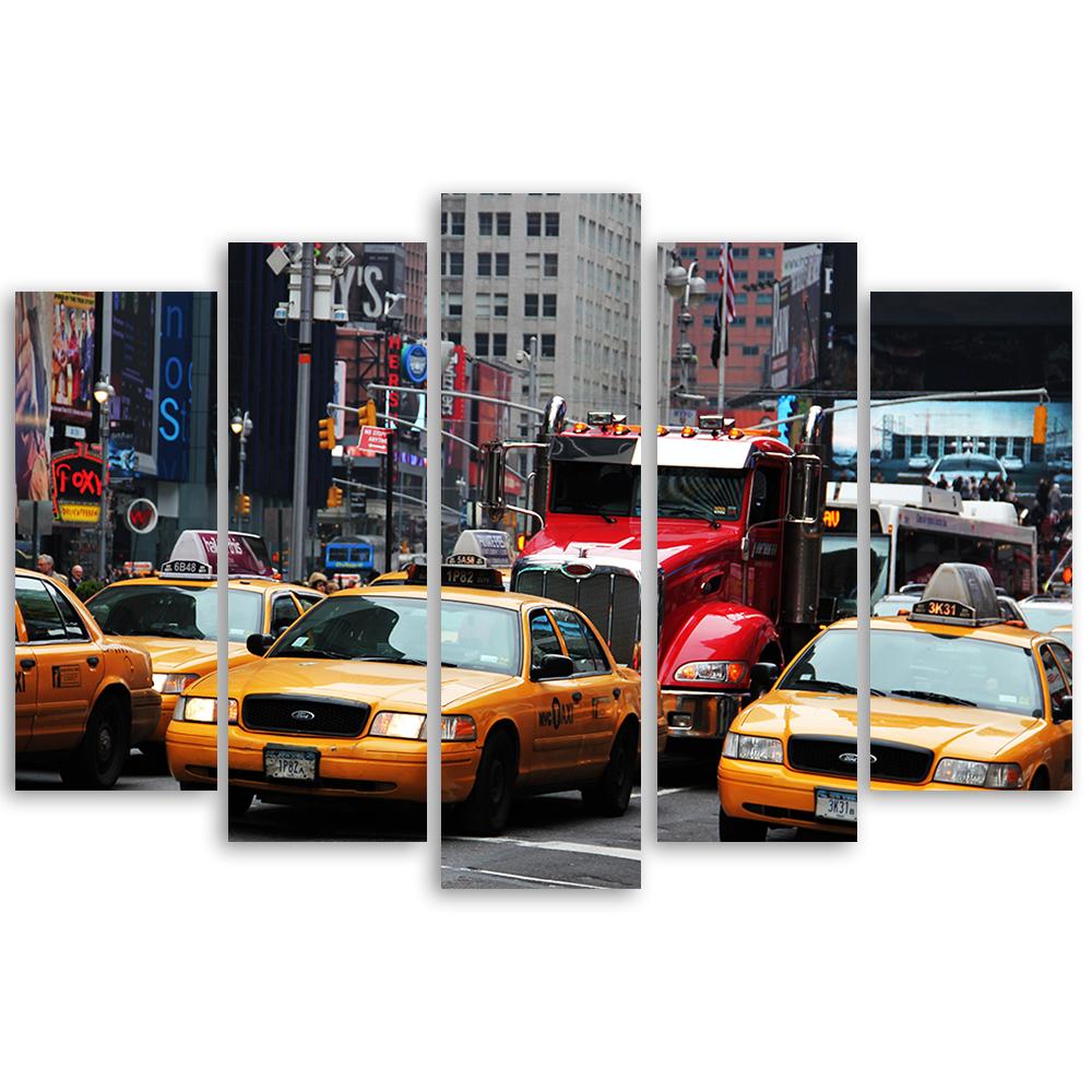 5-delige canvasprint, Taxi Times Square New York
