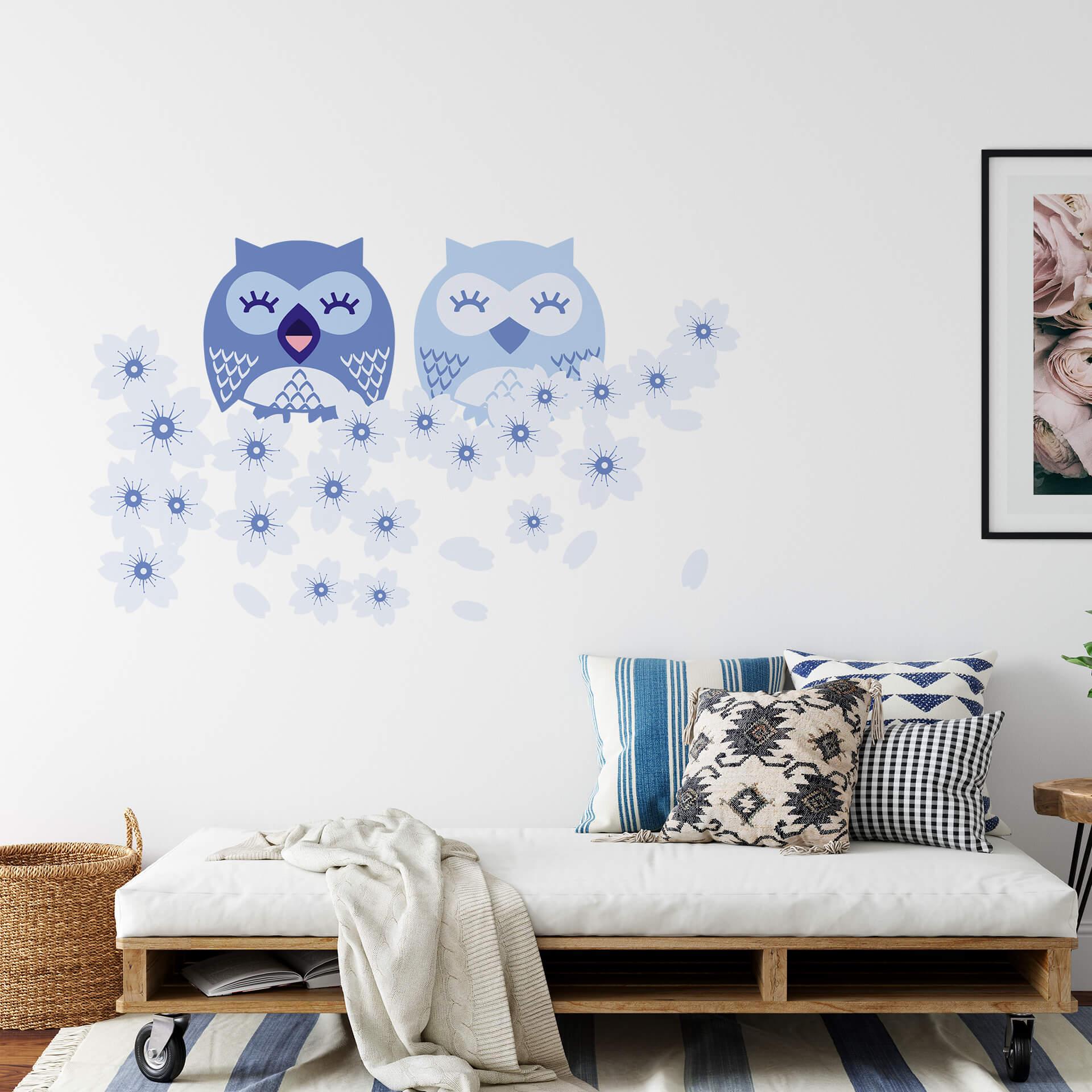 Muursticker Lieve Uiltjes - Blauw
