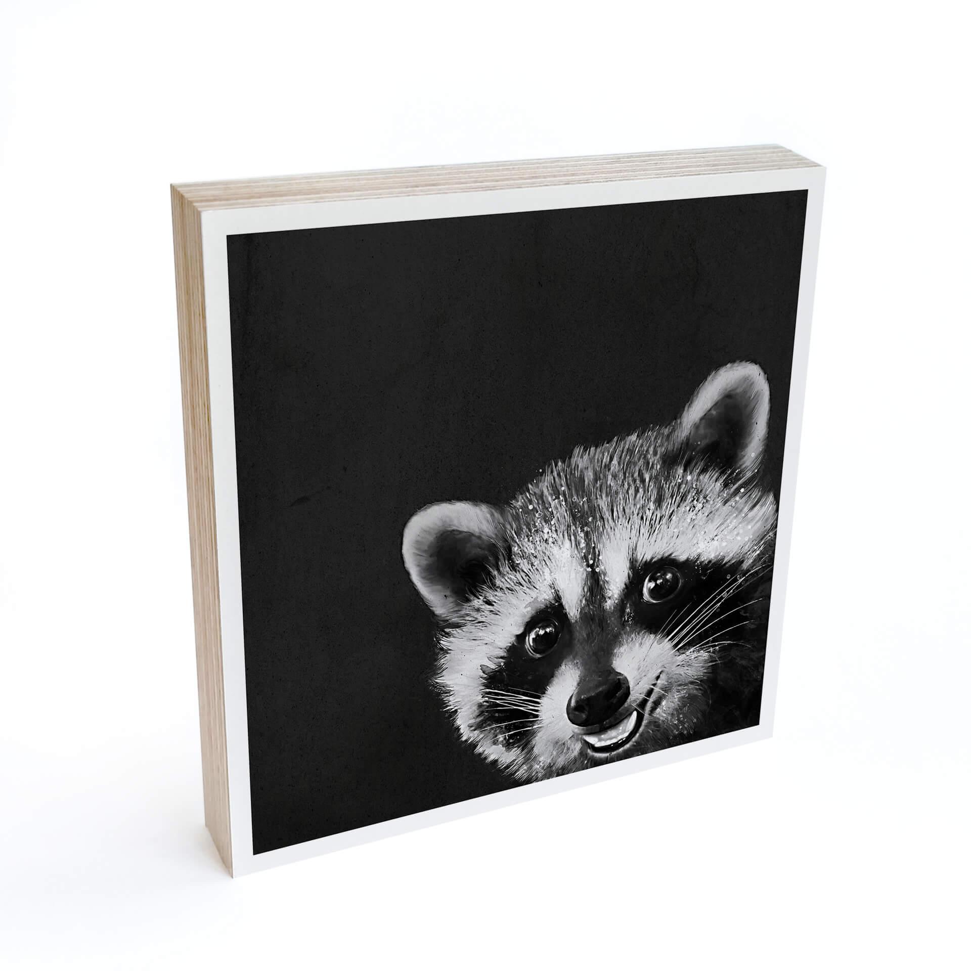 Billede af træ til at sætte op - Graves - Racoon - 15x15 cm