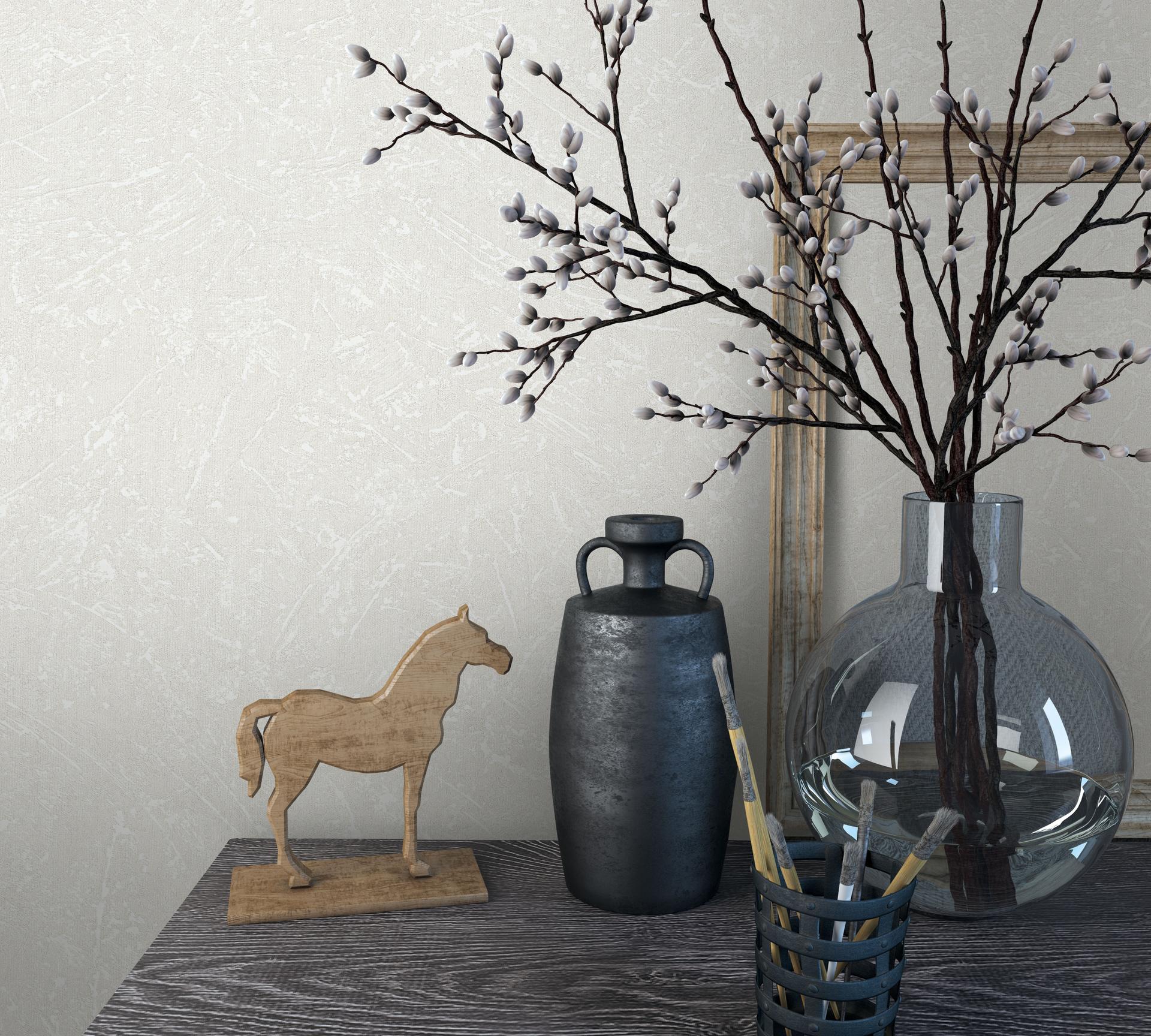 Vliesbehang met textiel gipslook beige structuur
