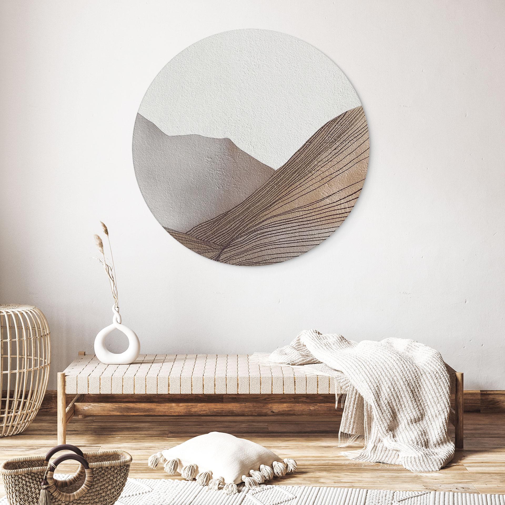 Wandbild Minimalistische Bergskizze - Alma - Alu-Dibond Rund