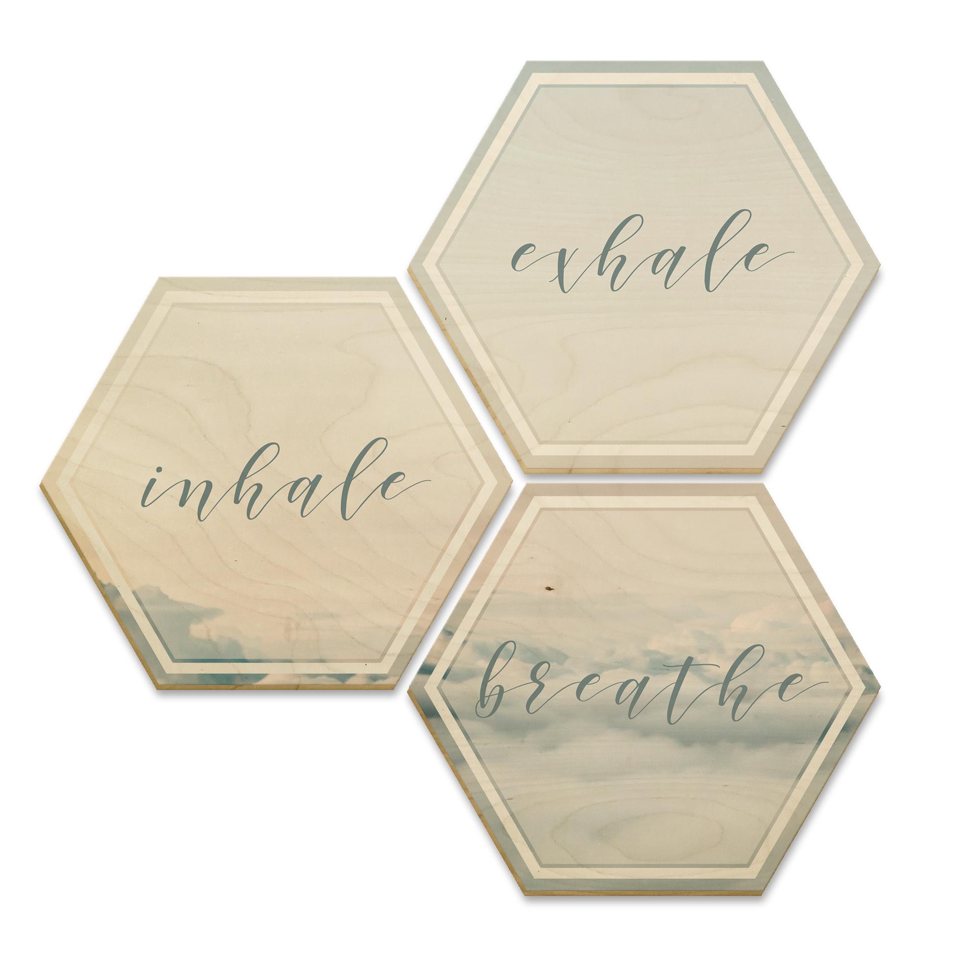 Hexagone - Bois placage de bouleau - Inhale Exhale Breathe (Set de 3)