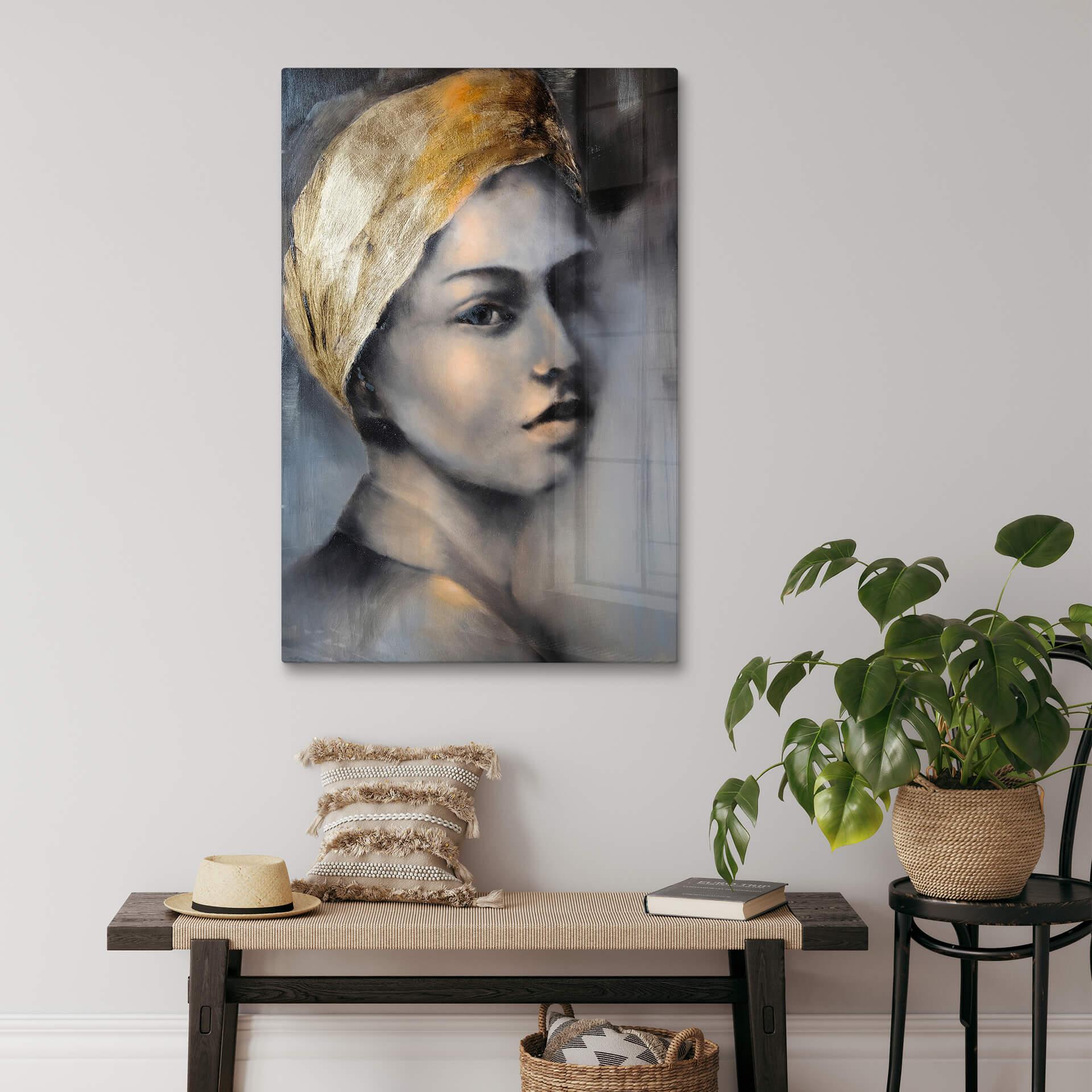 Glasbild Schmucker - Das Mädchen mit dem goldenen  Haarband