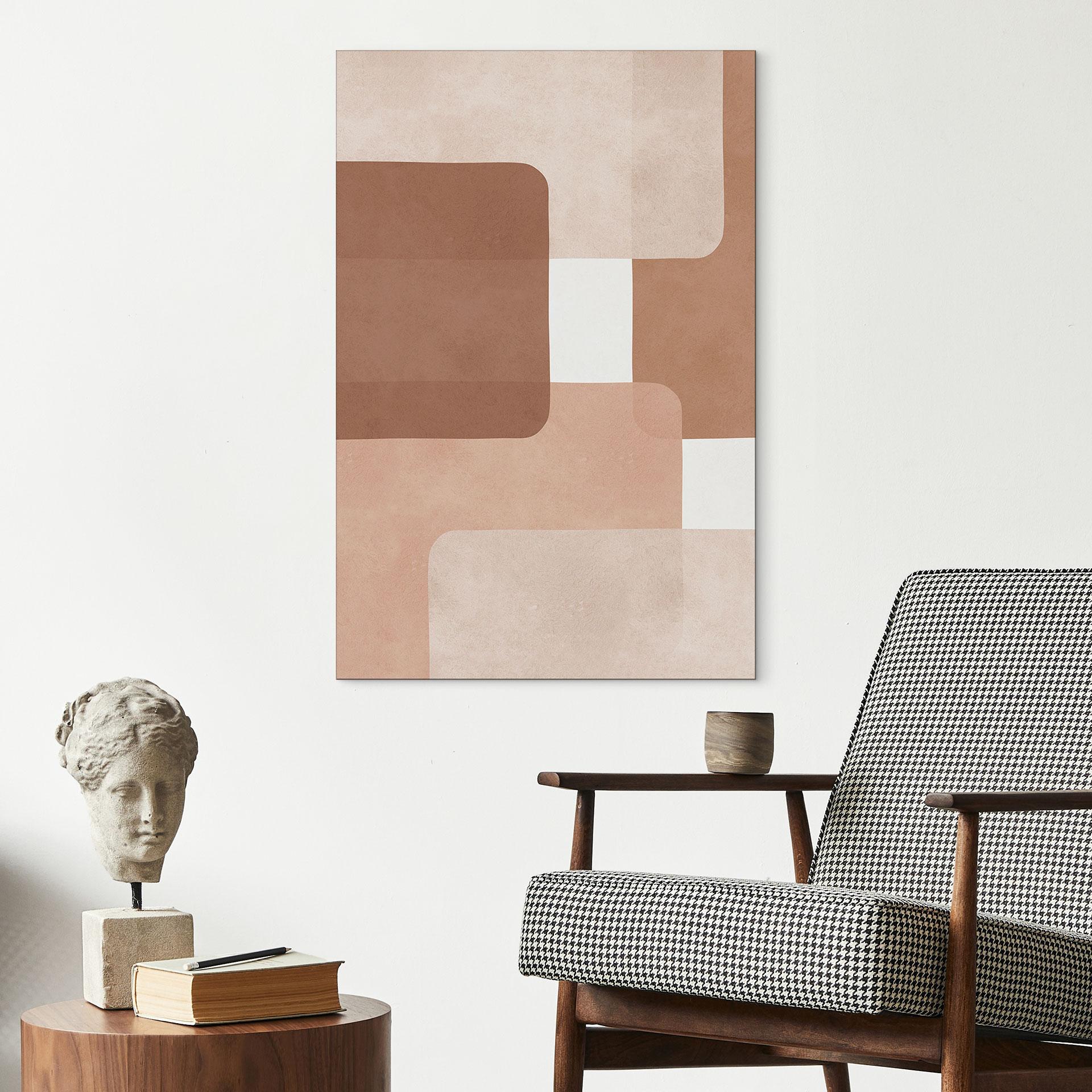 Billede Boho-abstraktion i beige-brun - Costa – print på aluminium (Alu-Dibond)