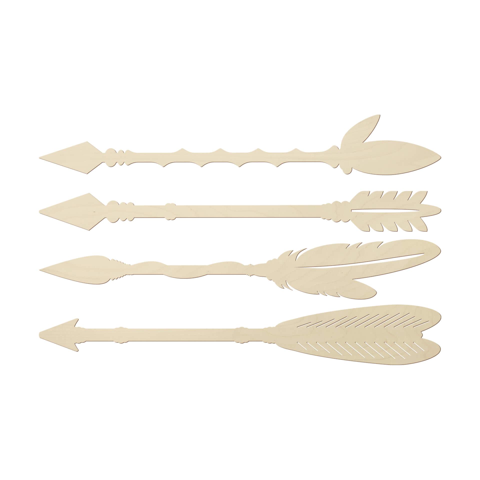 Arte en madera de álamo - flechas indias (set de 4)