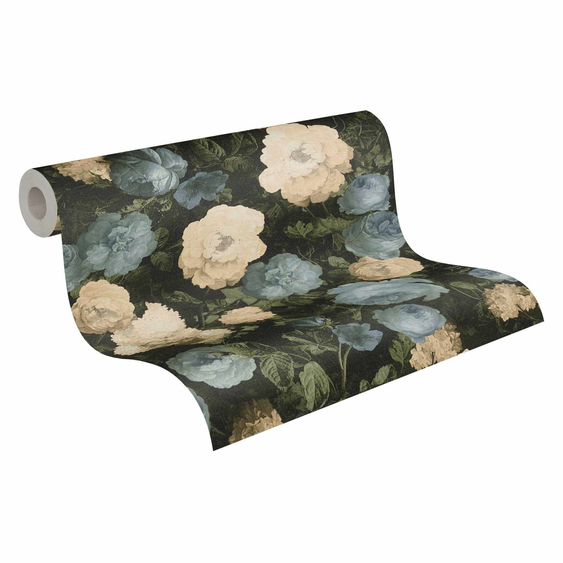 A.S. Création History of Art Papier peint floral Bleu, Vert, Crème