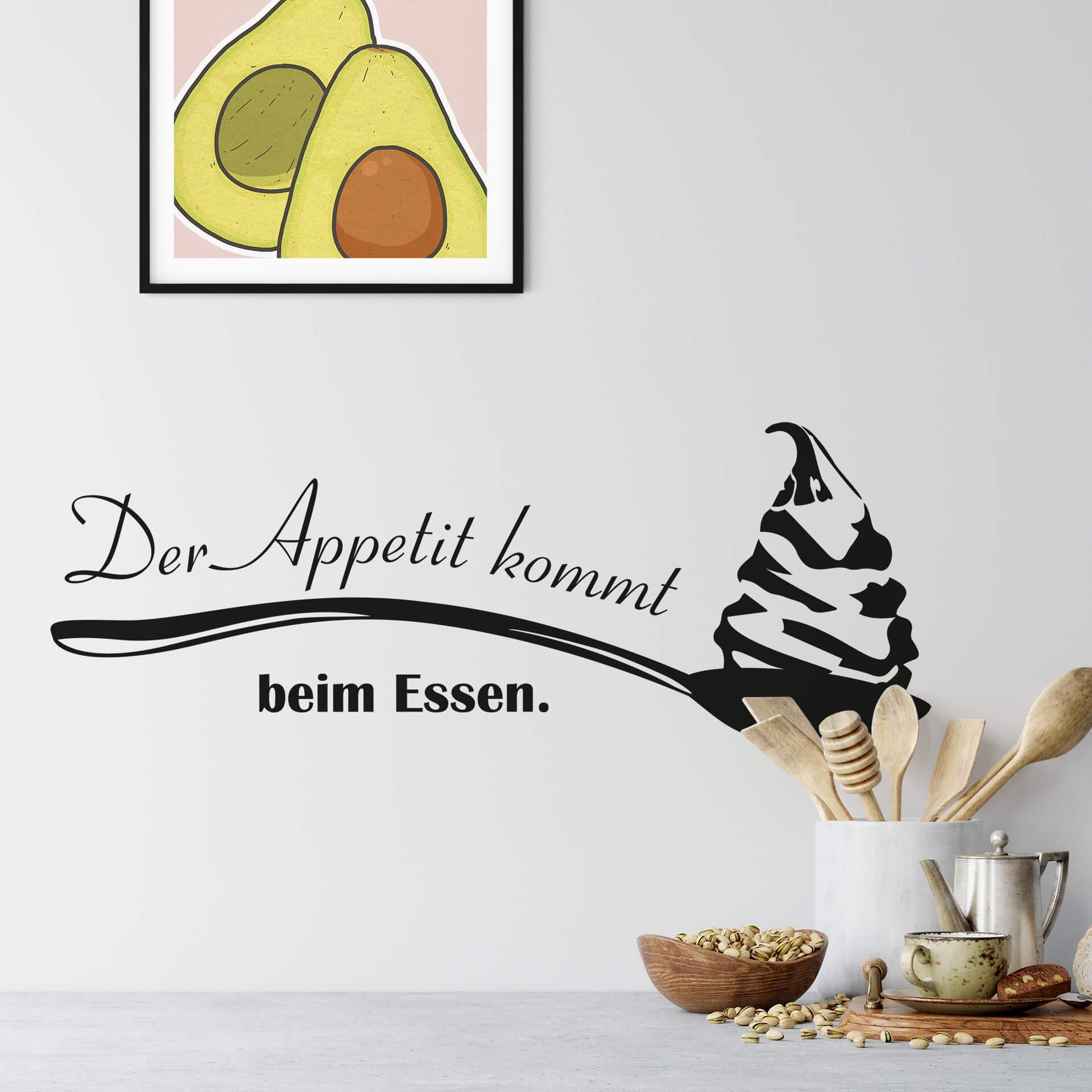 Wandtattoo Der Appetit kommt beim Essen.