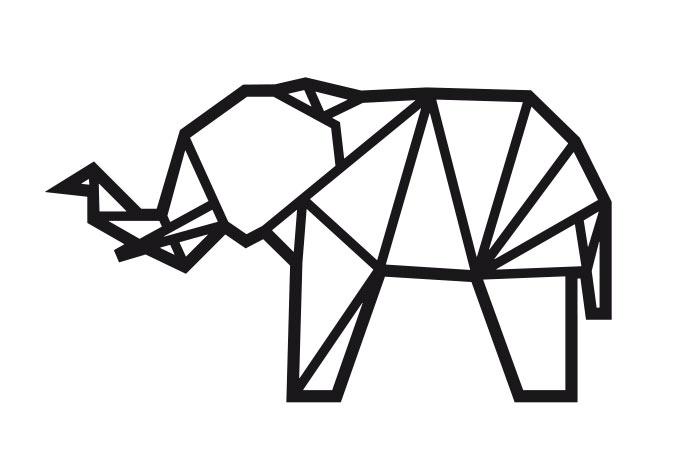Adesivo origami - Elefante