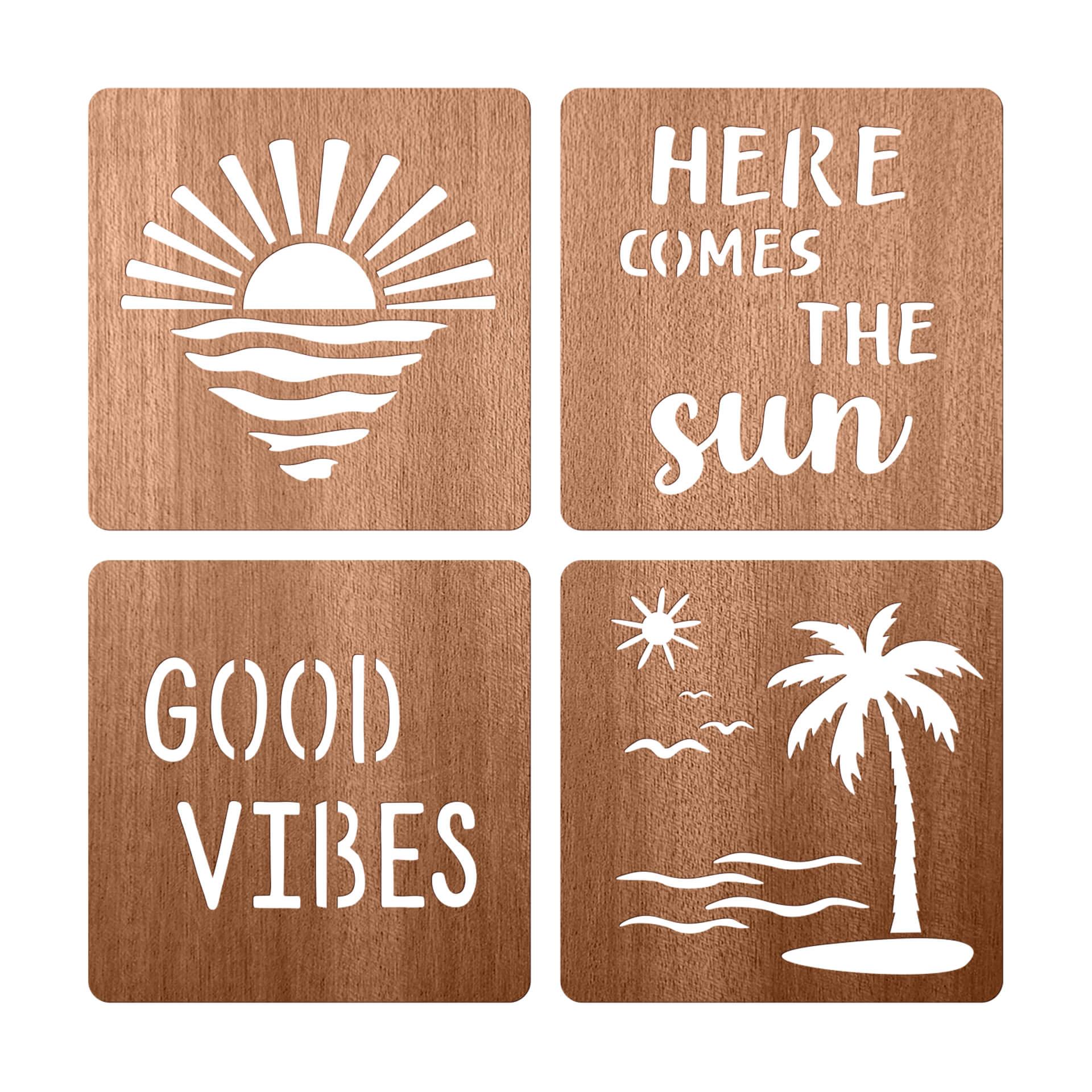 Decoro in legno Sun, Beach, Sea and Palm Trees