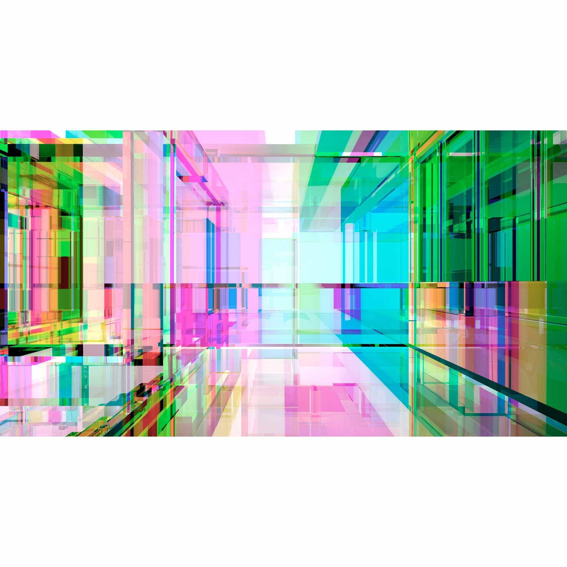 3D effect fotobehang met geometrische prisma's in kleur - vliesbehang