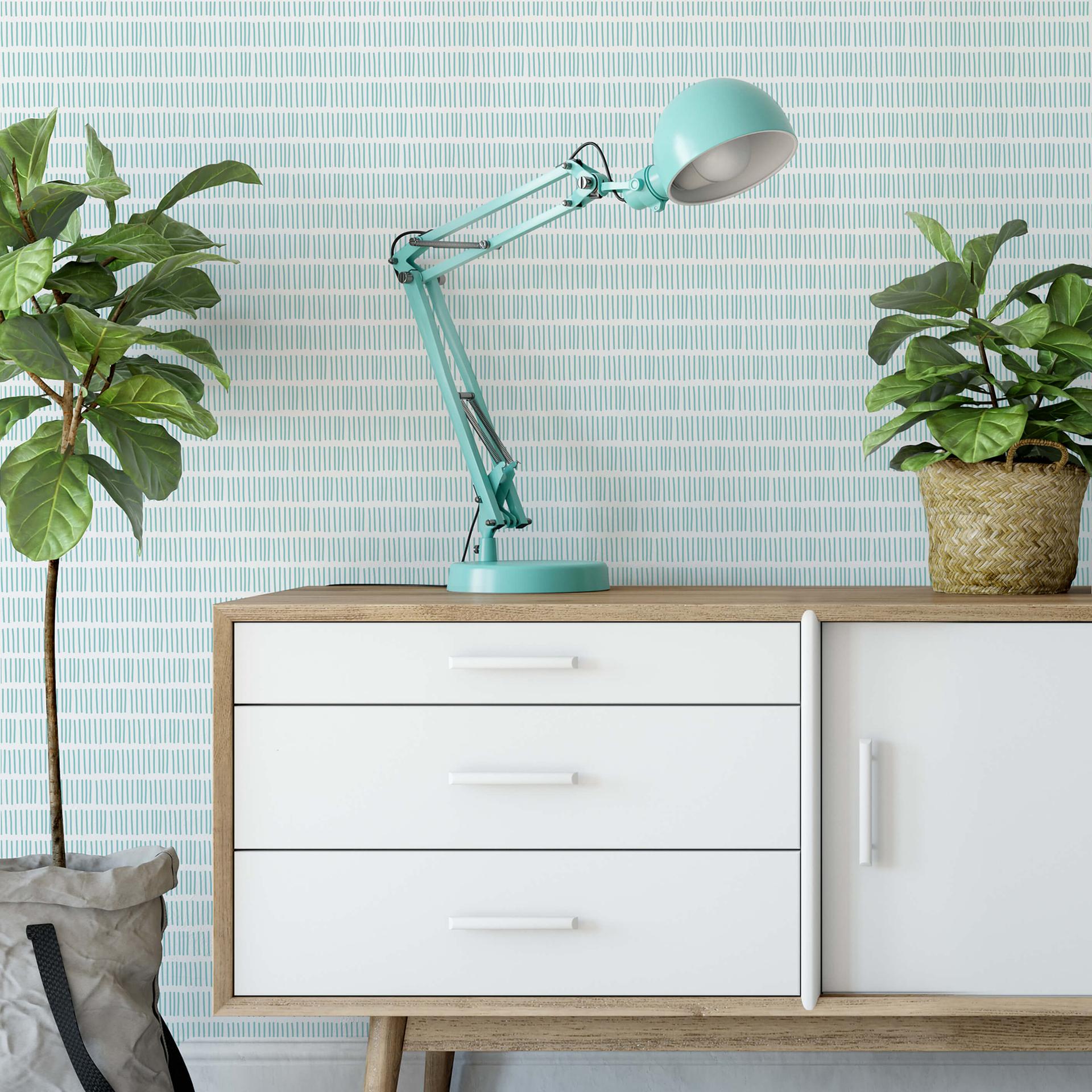 Patroonbehang Strepen - Turquoise