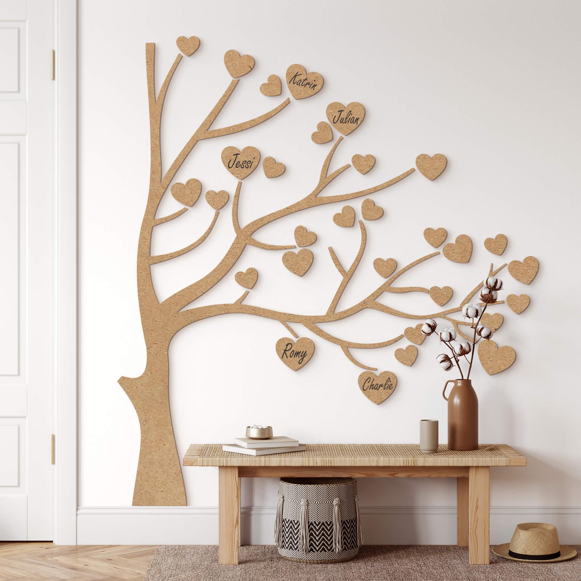 Decoro MDF Albero con cuori