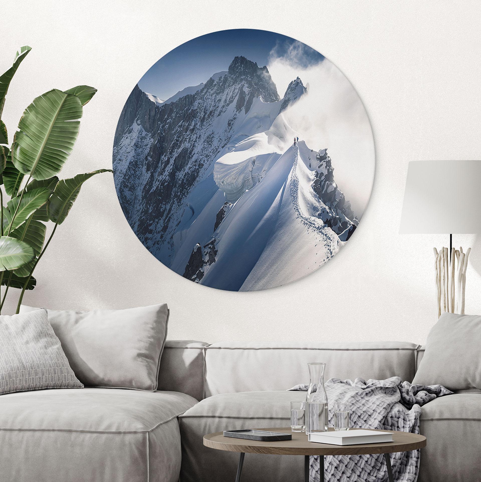 Billede af toppen af Mont Blanc - Nienartowicz - rund – print på aluminium (Alu-Dibond)