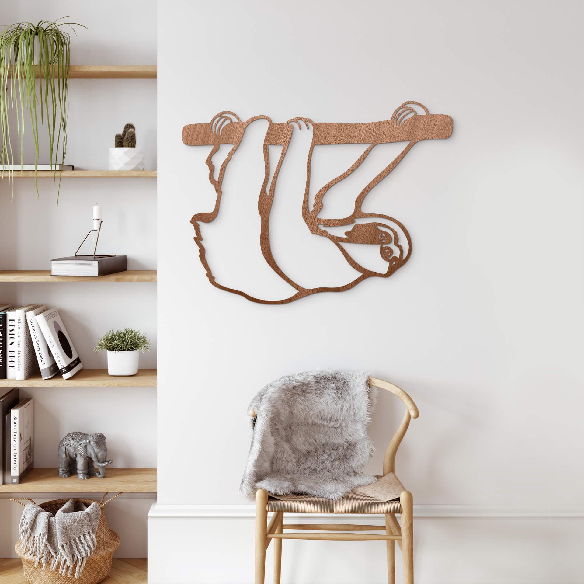 Décoration en bois - Paresseux - Placage d'acajou