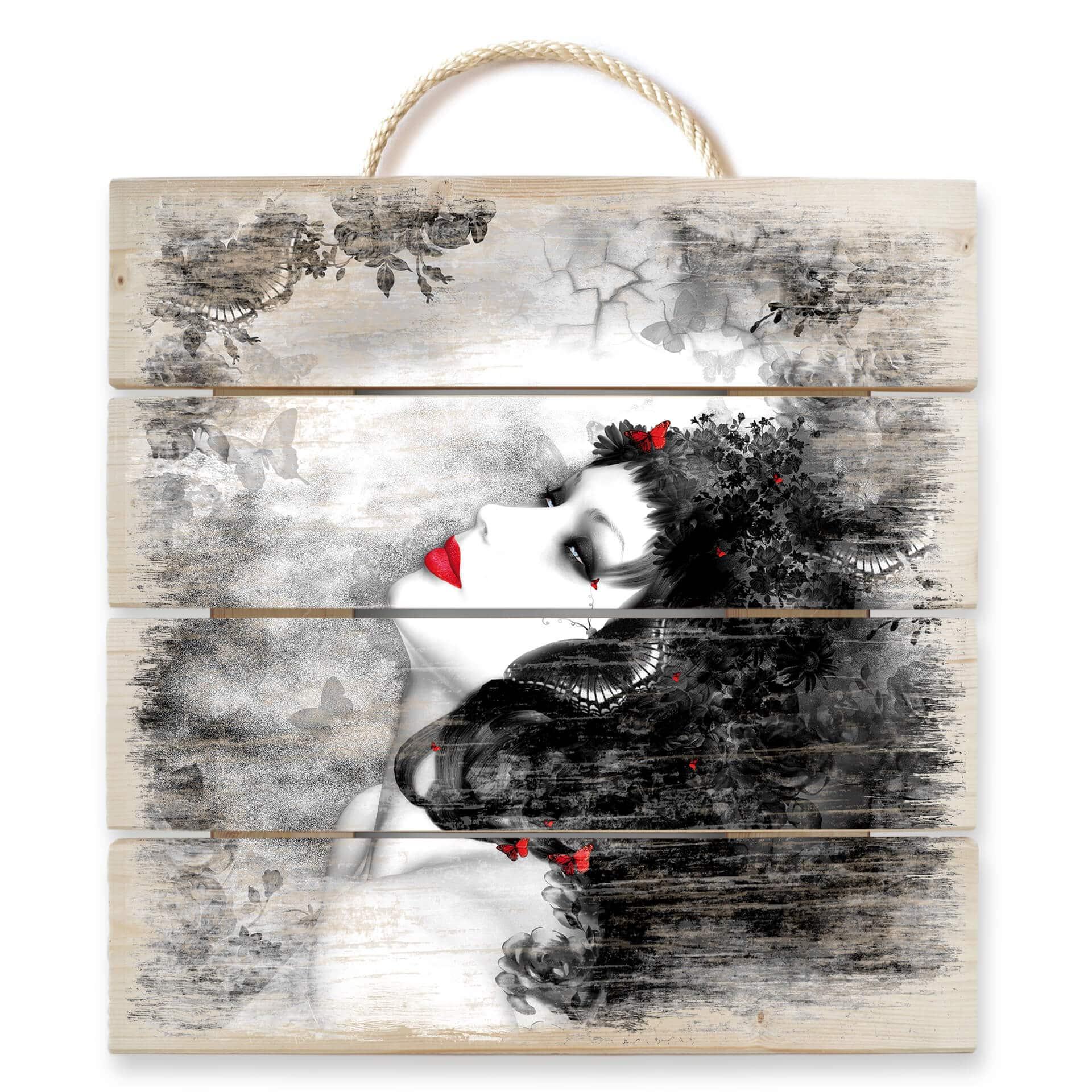 Obraz drewniany Czarny motyl Imago - 40x41,5 cm