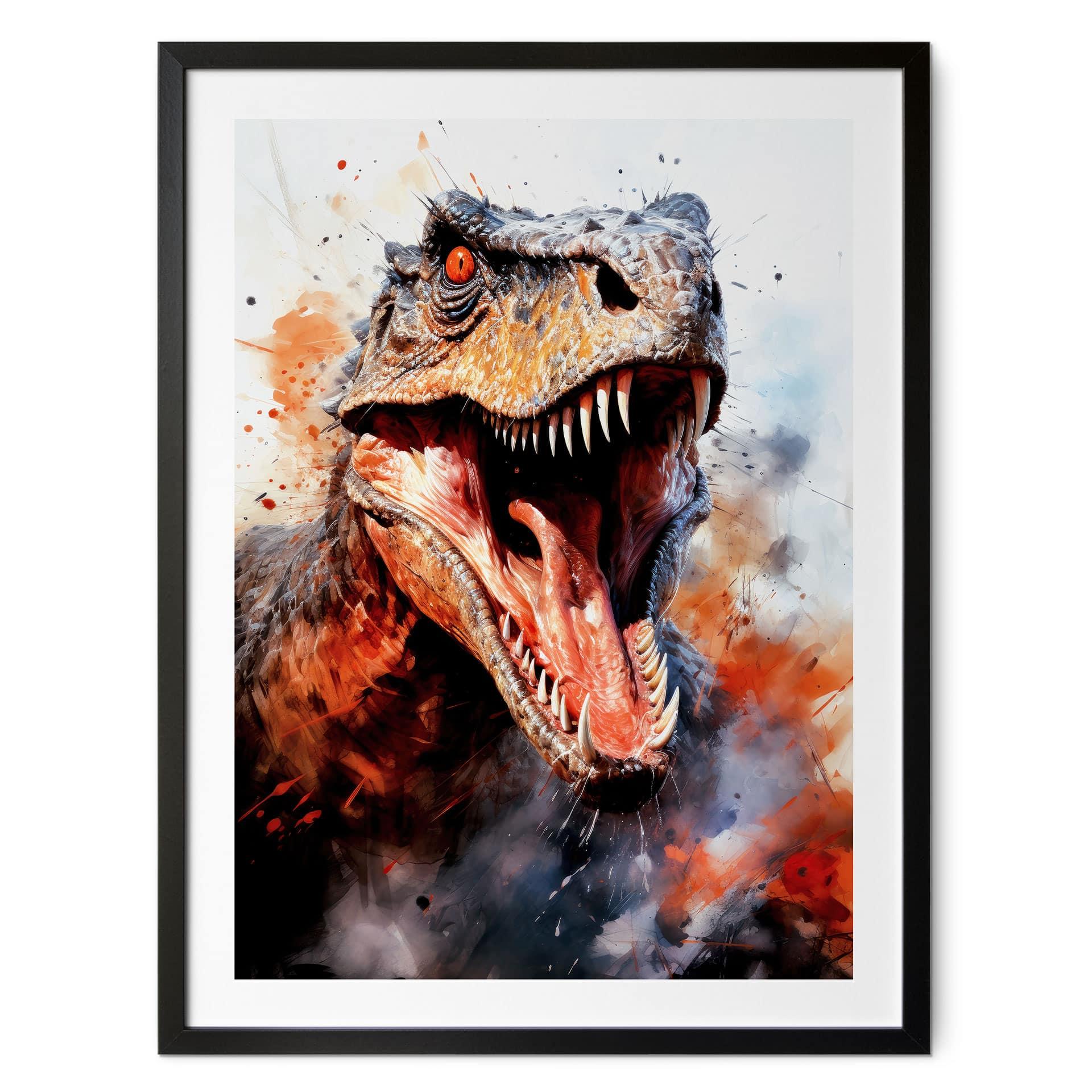 Dinosaurplakat T-Rex: Det vilde ansigt fra forhistorisk tid - Jaszke