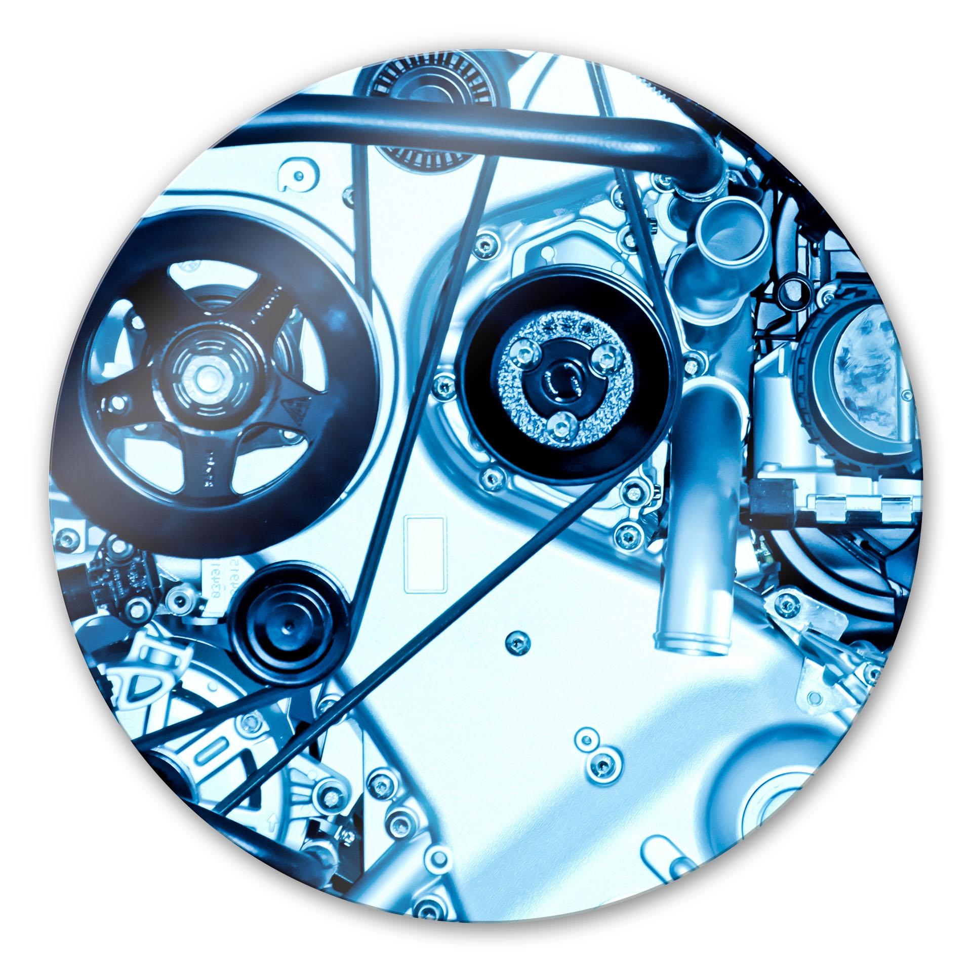 Tableau en verre - Scan d'un moteur - Rond