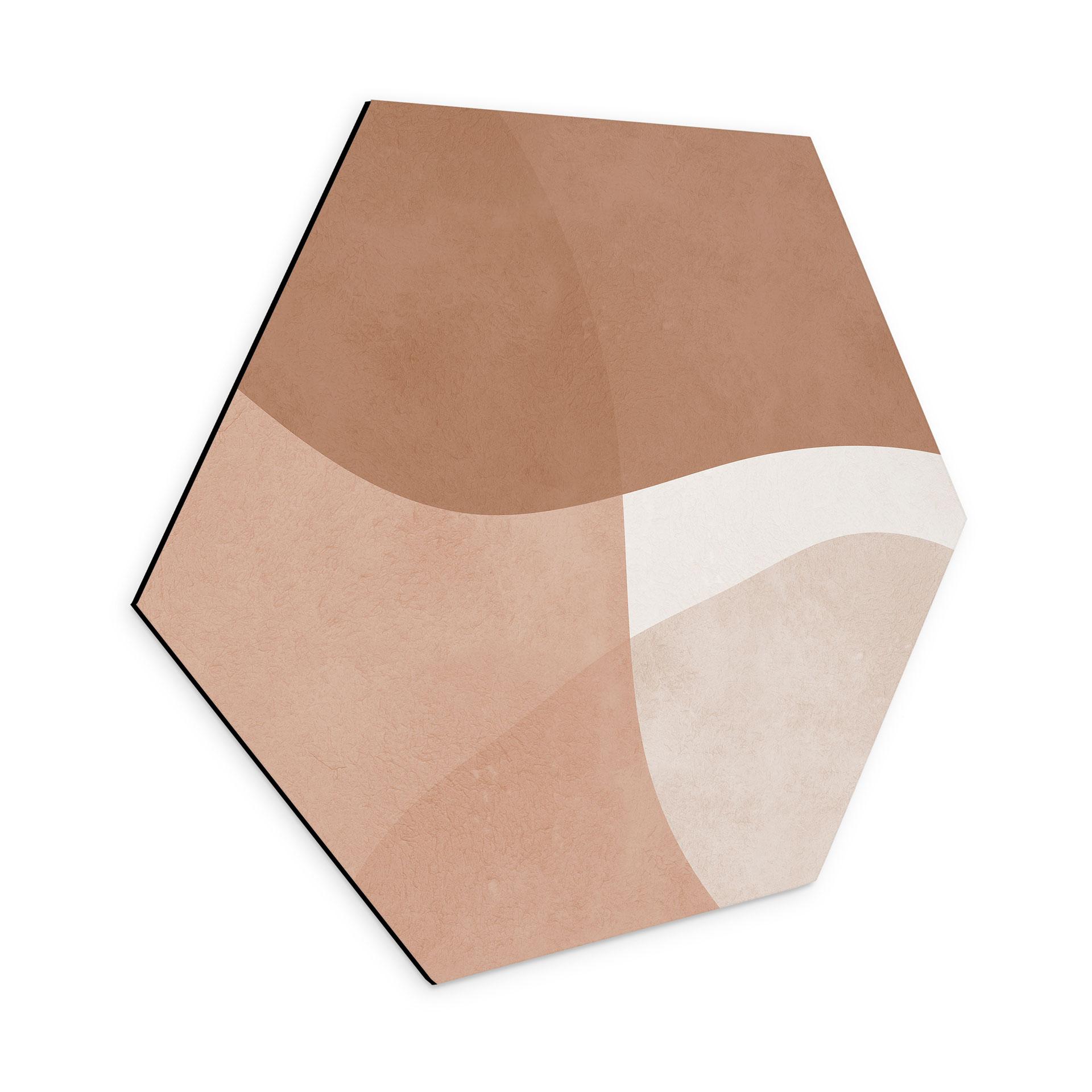 Sekskantet billede Boho akvarelformer i brune toner - Costa - Alu-Dibond