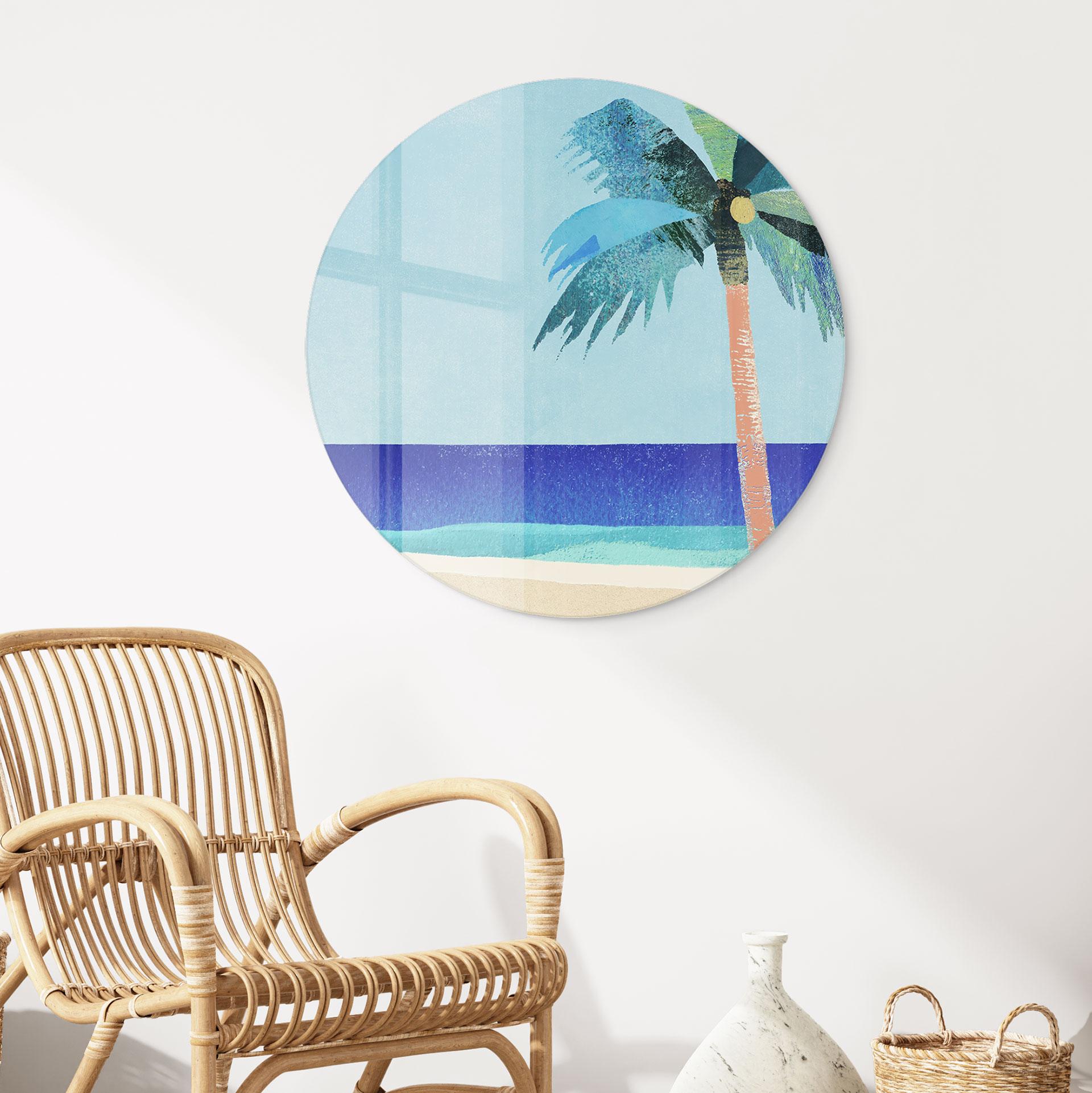 Glas billede Feriestrand med palme - Rivers - Rund