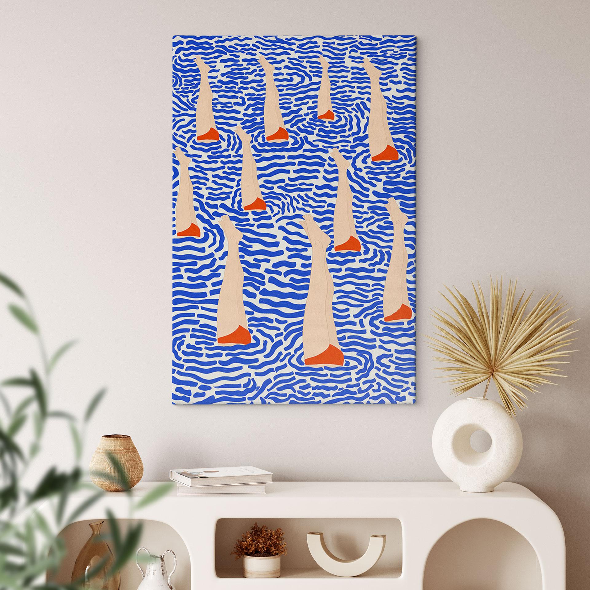 Lærredsprint - Svømmer i poolen - Illustration - Jota de jai