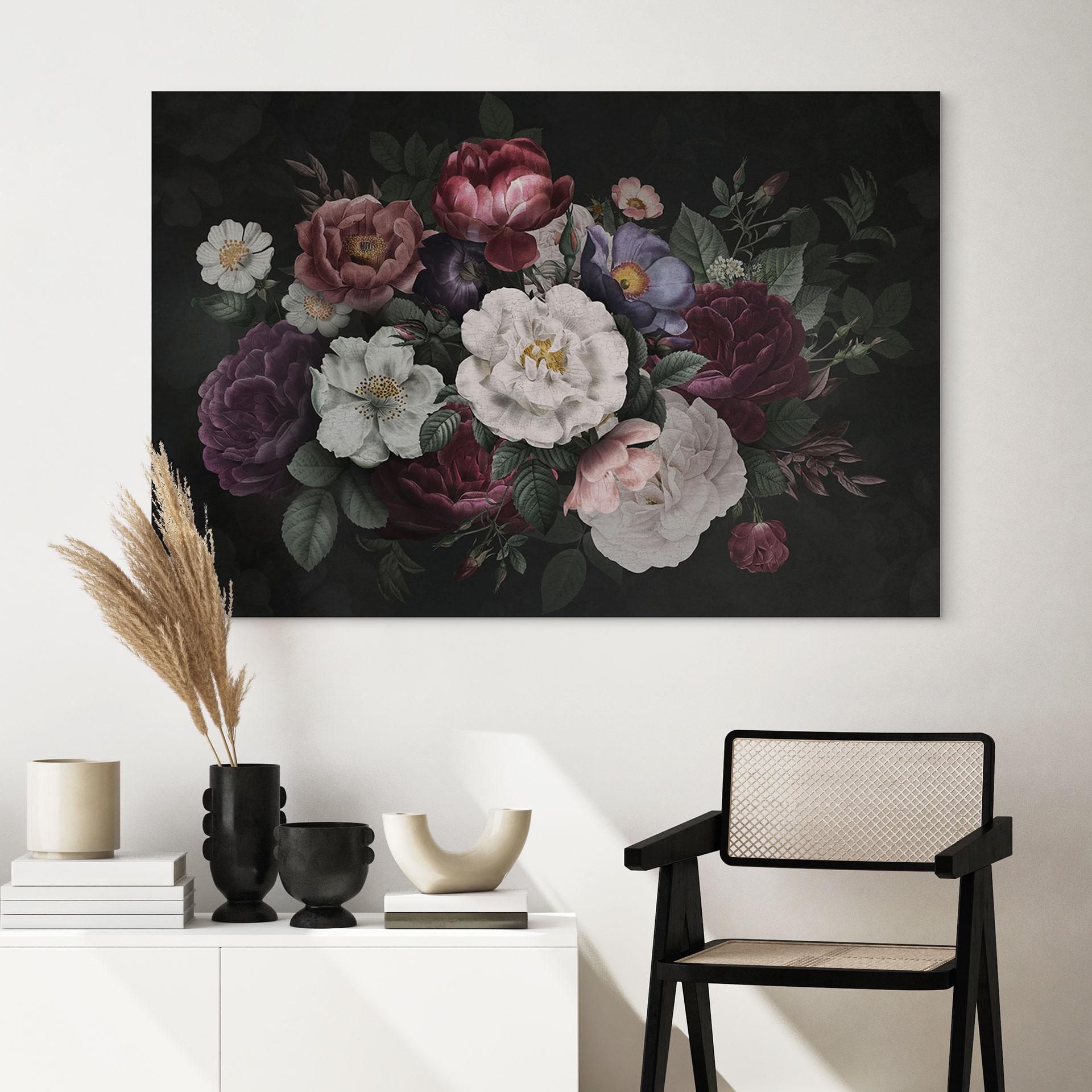 Fototapet Blomster stilleben i Redouté-stil - Bloomery Decor – print på aluminium (Alu-Dibond)
