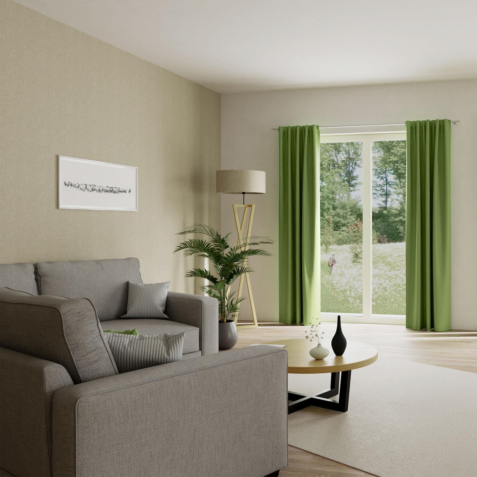 Homing Fertigschal mit verdeckten Schlaufen Galdin olivgrün -  2,45 x 1,4 m