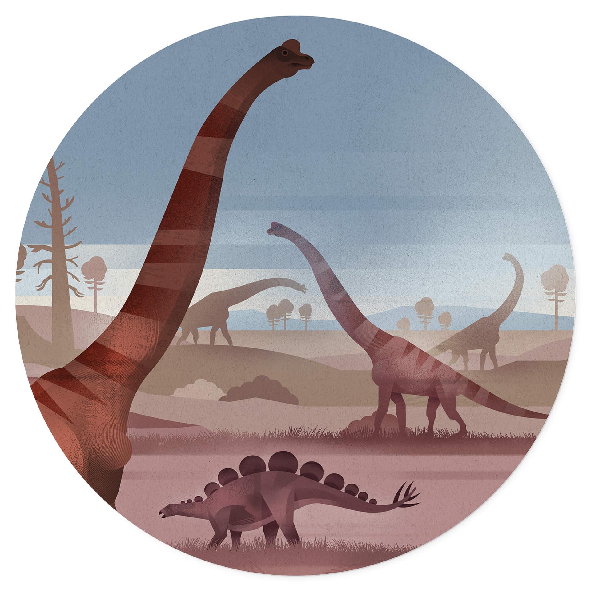 Wandtattoo Im Land der Dinosaurier - Rund - Braun