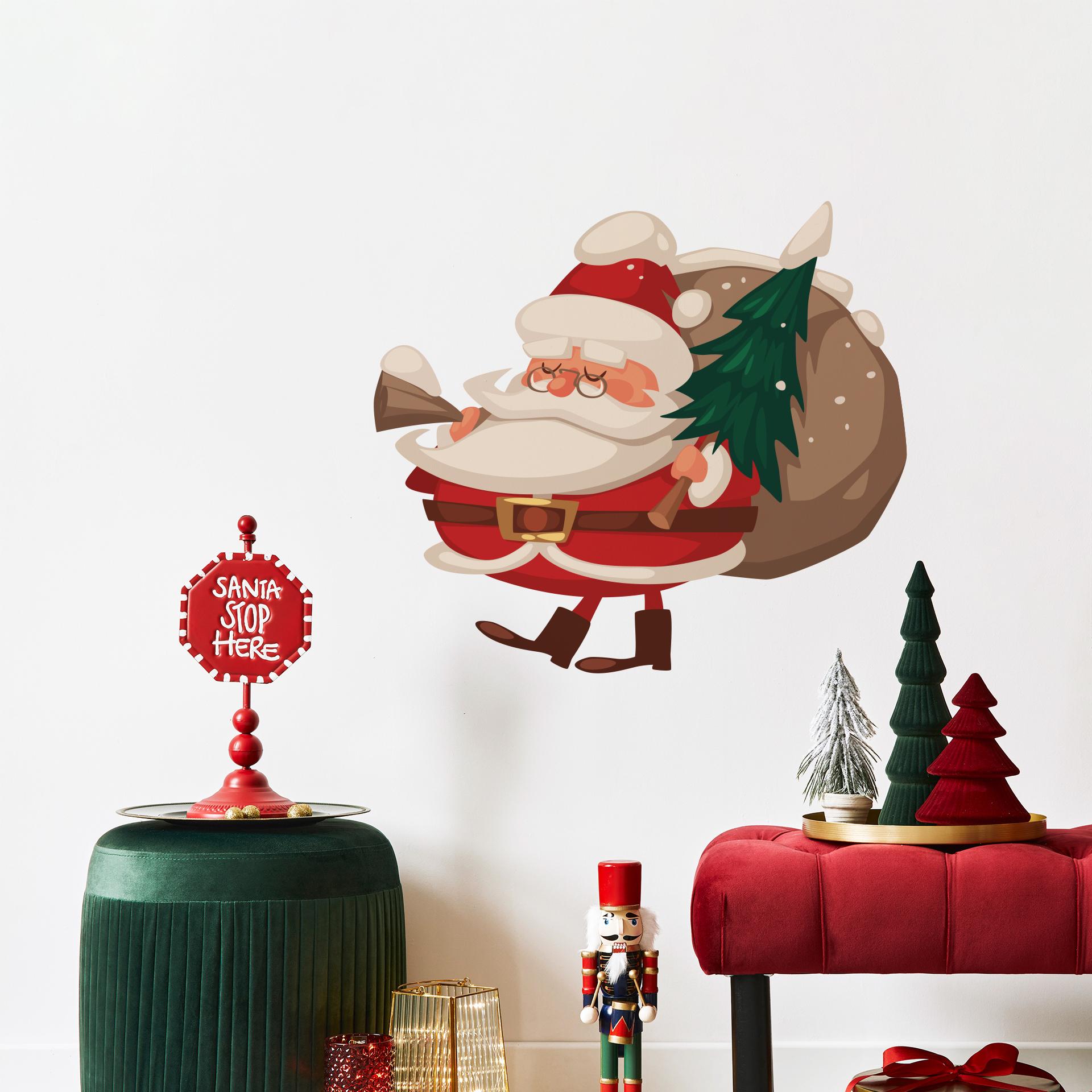 Muursticker Kerstman (Vintage)