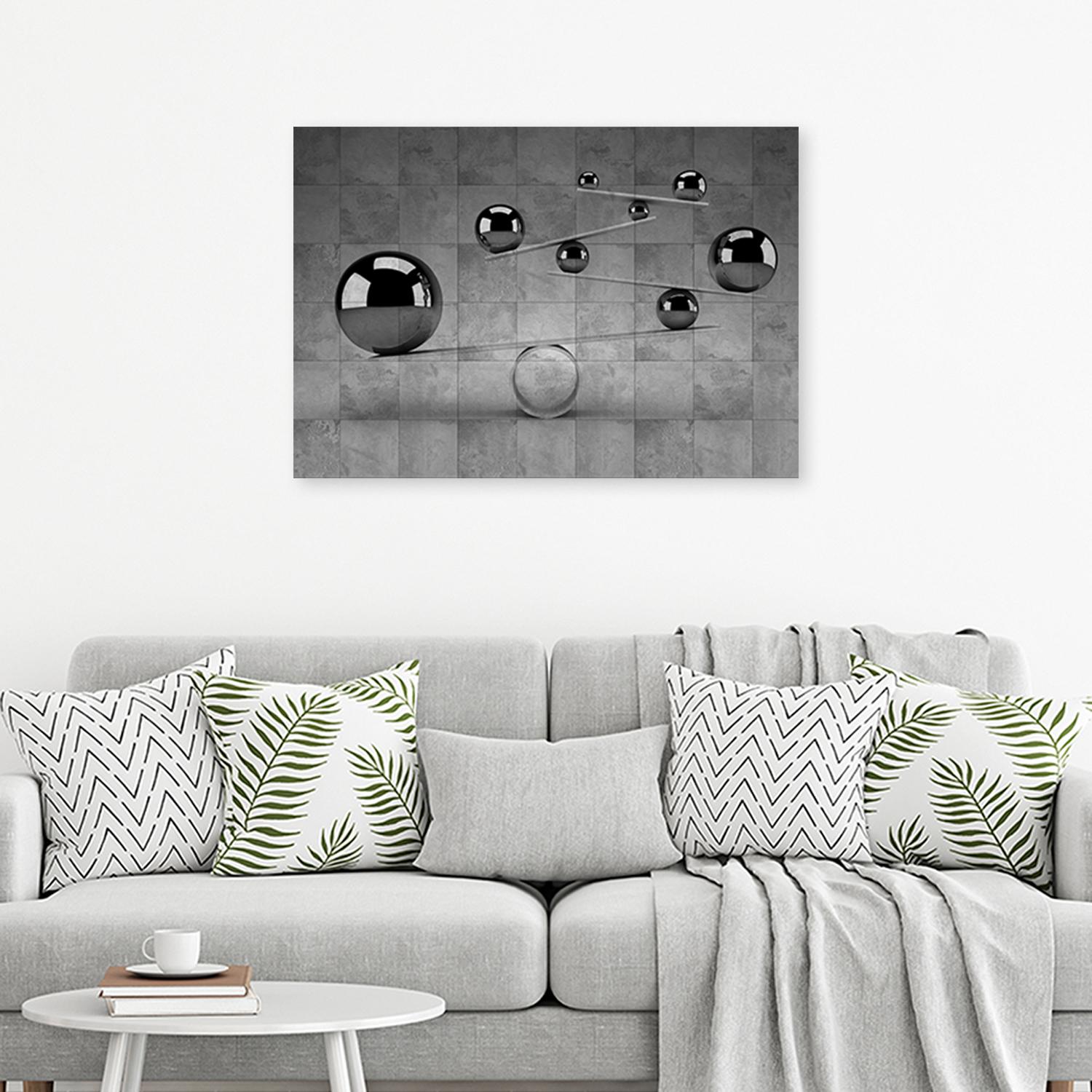Canvasbillede, Bolde i 3D-sølv