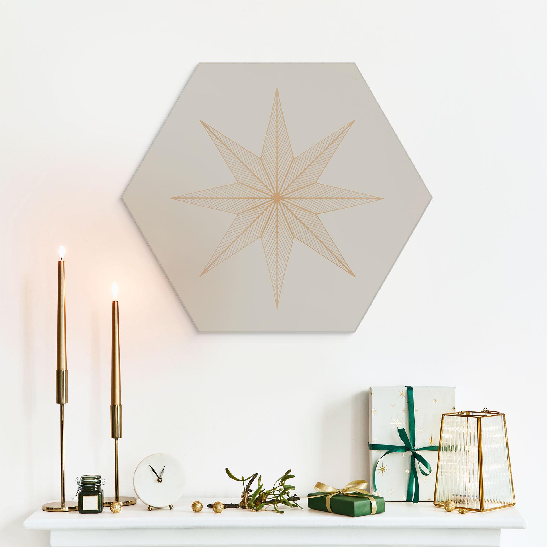 Wanddecoratie Geometrische gouden ster - Magnusson - Alu-Dibond