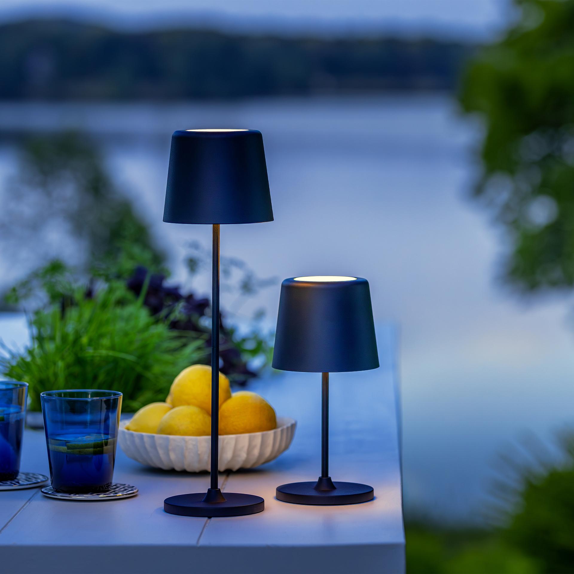 Tischleuchte Cosy, schwarz, 10 x 37 cm, Metall schwarze Outdoor Tischleuchte