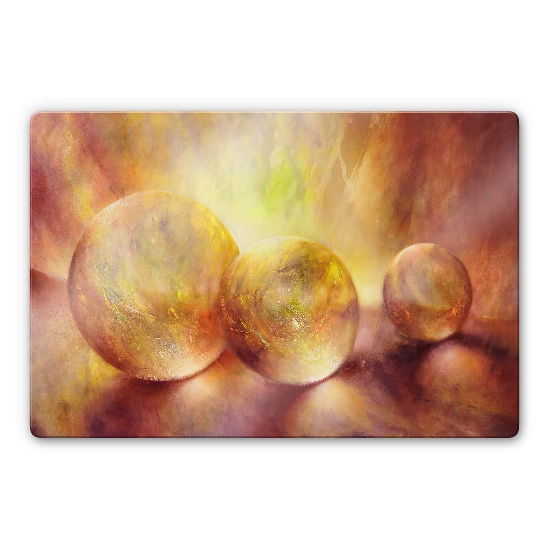 Glasschilderij Schmucker - Golden Marbles