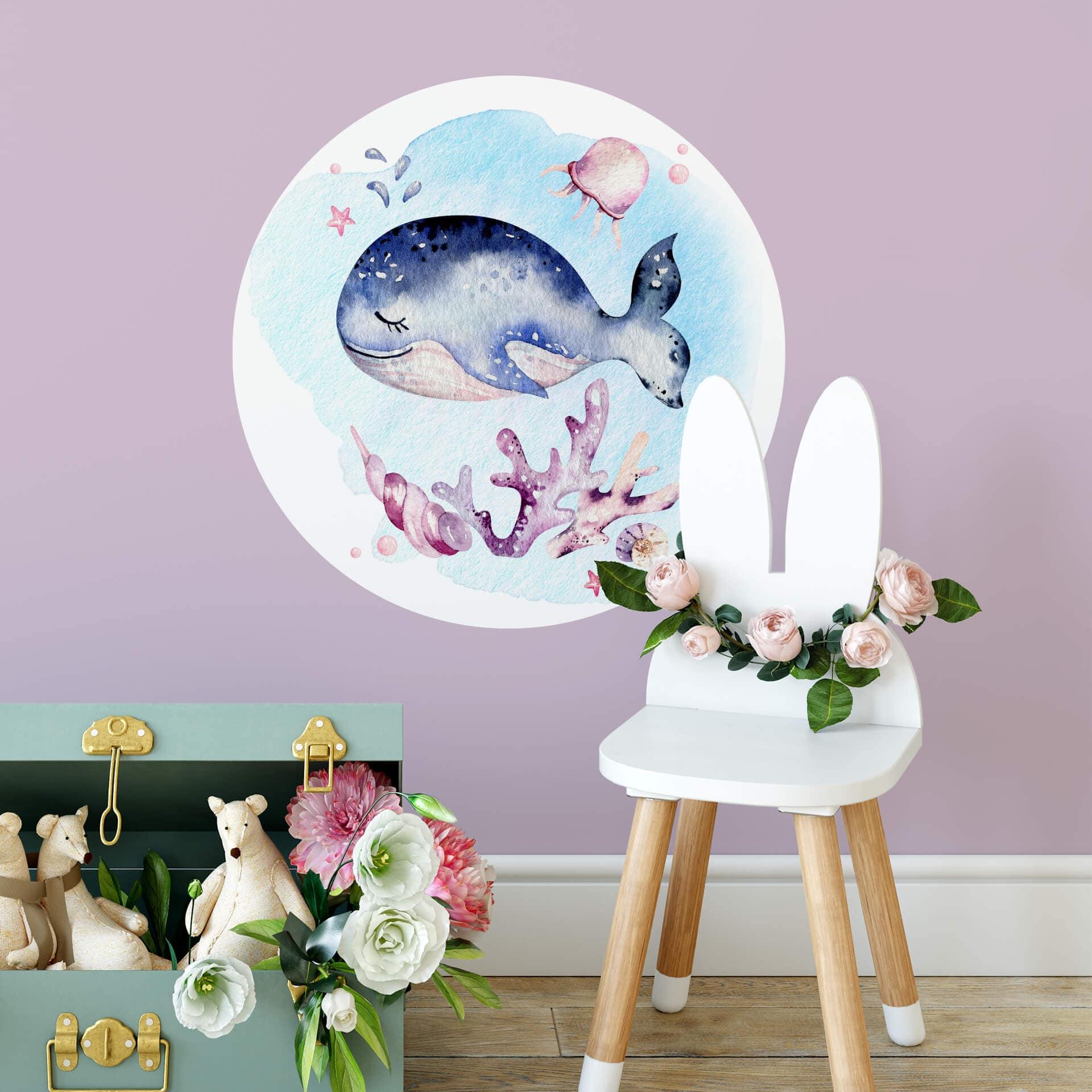 Sticker mural Kvilis - Jeune baleine - Rond
