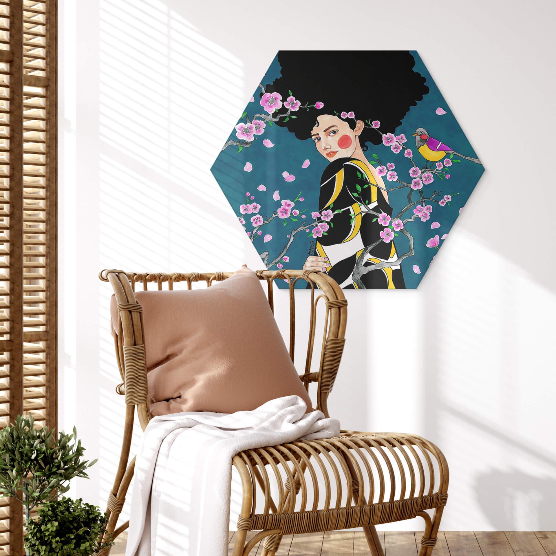 Hexagon Wandbild - Sie und Ich - Hülya - Alu-Dibond