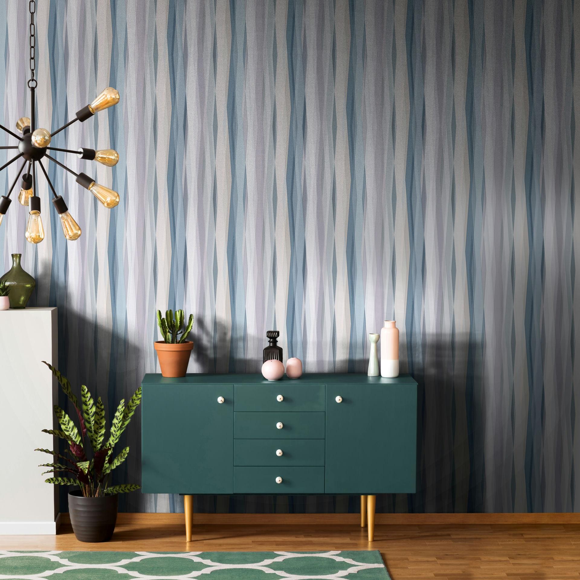 Ikke-vævet tapet Stripes Stripes Modern, Kids matt i blå