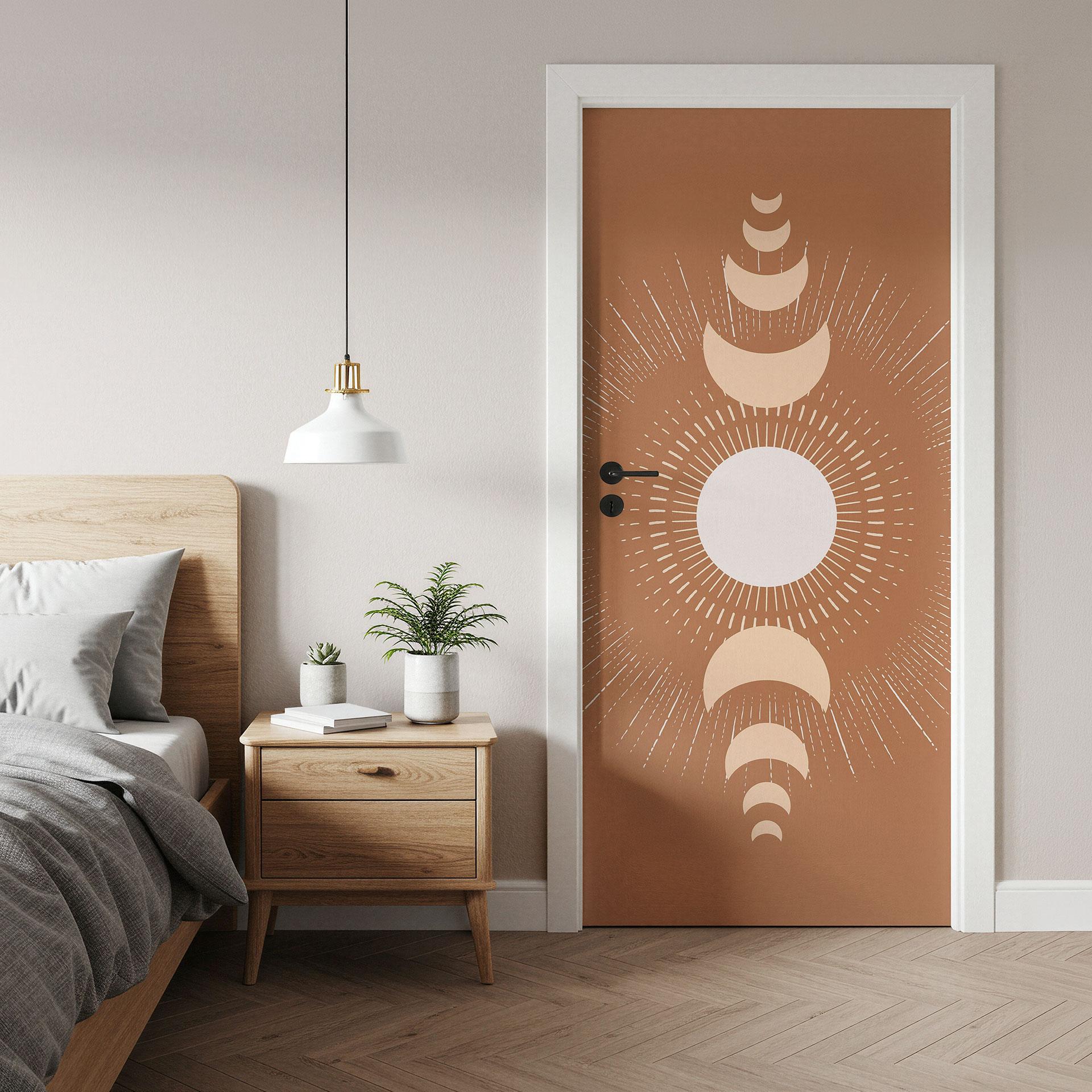 Lámina para puerta ciclos lunares sol y luna en armonía - KsanaKalpa - Decoración autoadhesiva para